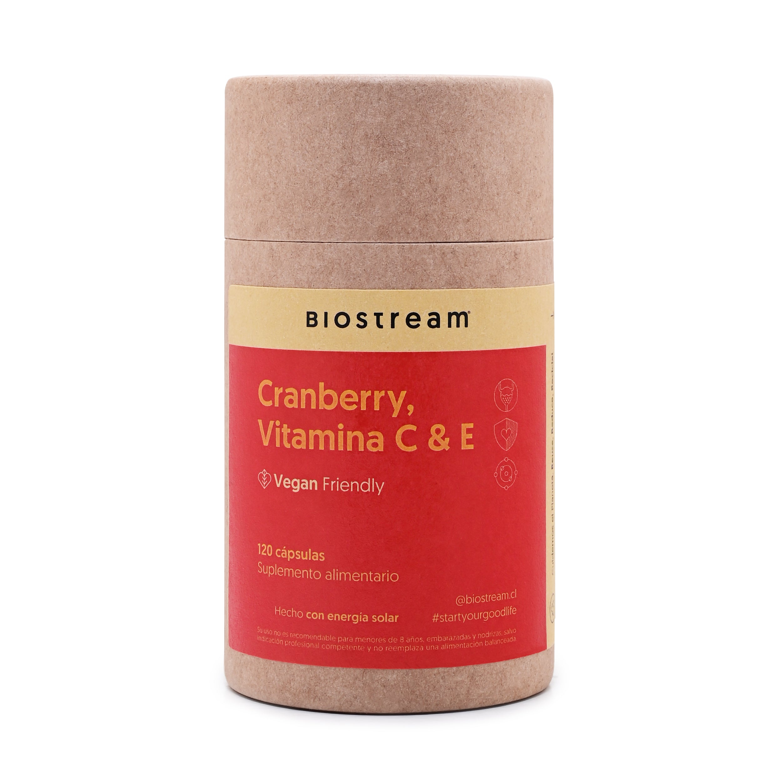 Cranberry, Vitamina C & Vitamina E 120 Cápsulas Vegano