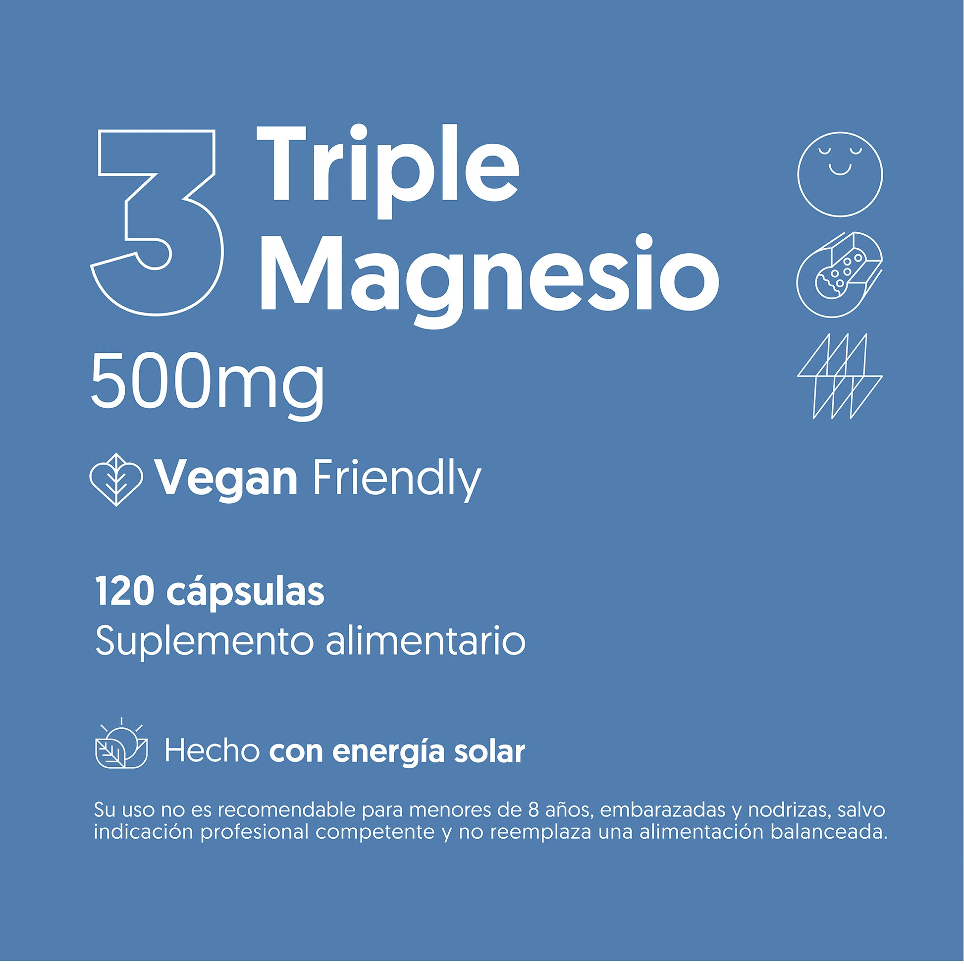 Triple Magnesio - Bisglicinato, Malato, Taurato 120 Cápsulas Vegano