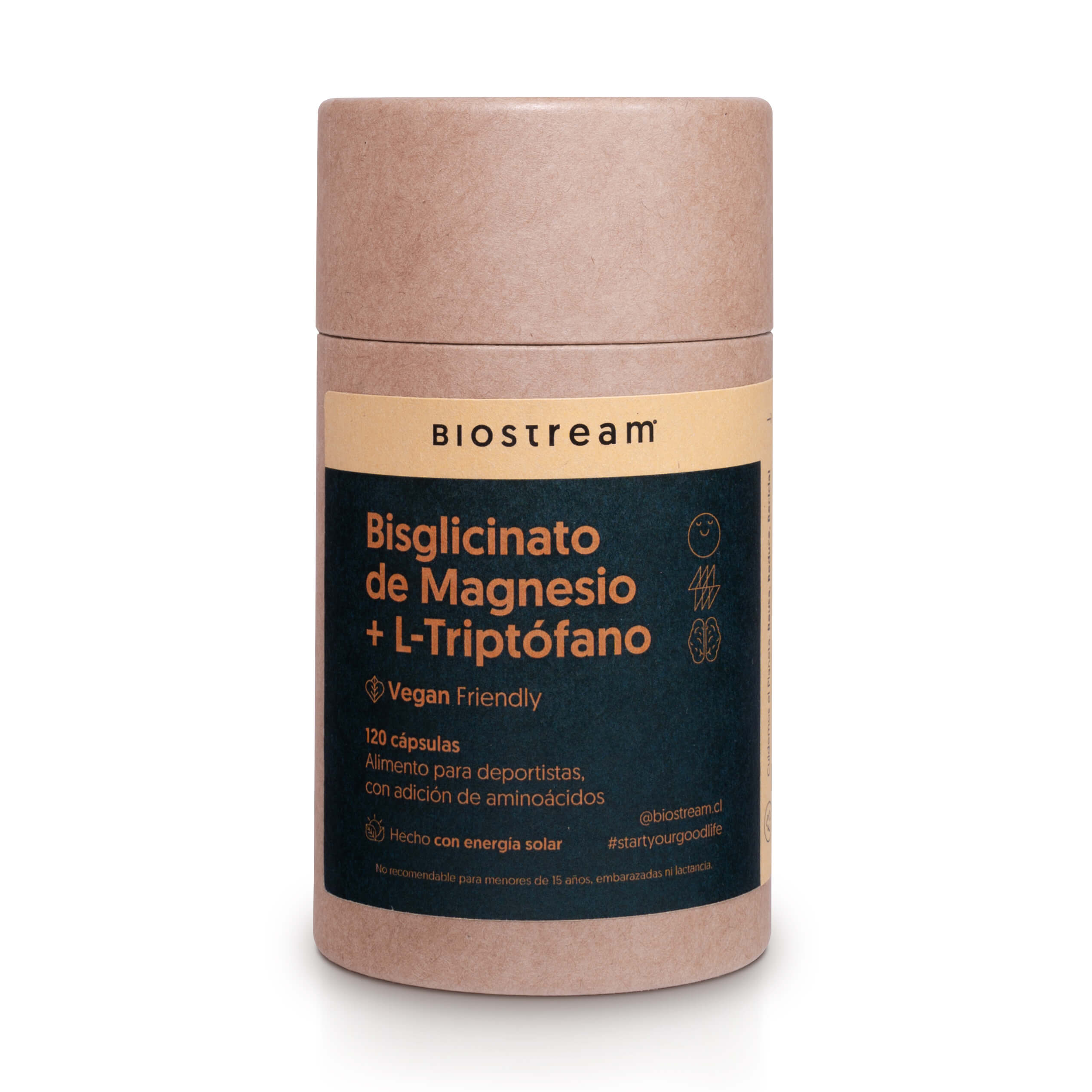Bisglicinato de Magnesio + L-triptofano 120 Cápsulas Vegano