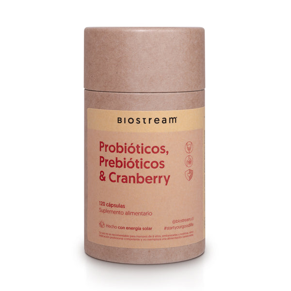 Probióticos, prebióticos y cranberry en cápsulas