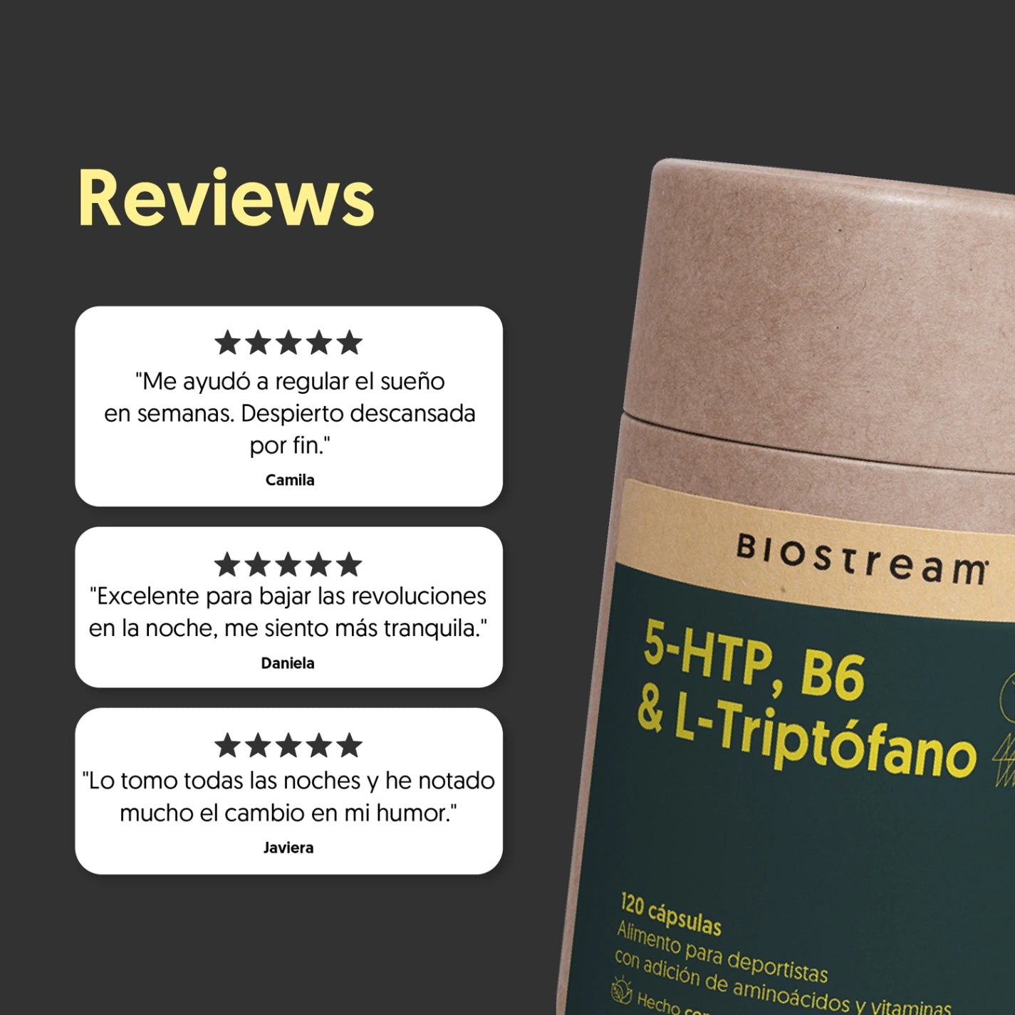 5-Hidroxitriptófano (5-HTP), B6 & L-Triptófano 120 cápsulas