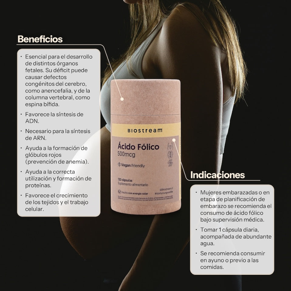 Ácido Fólico 500mcg 120 Cápsulas Vegano