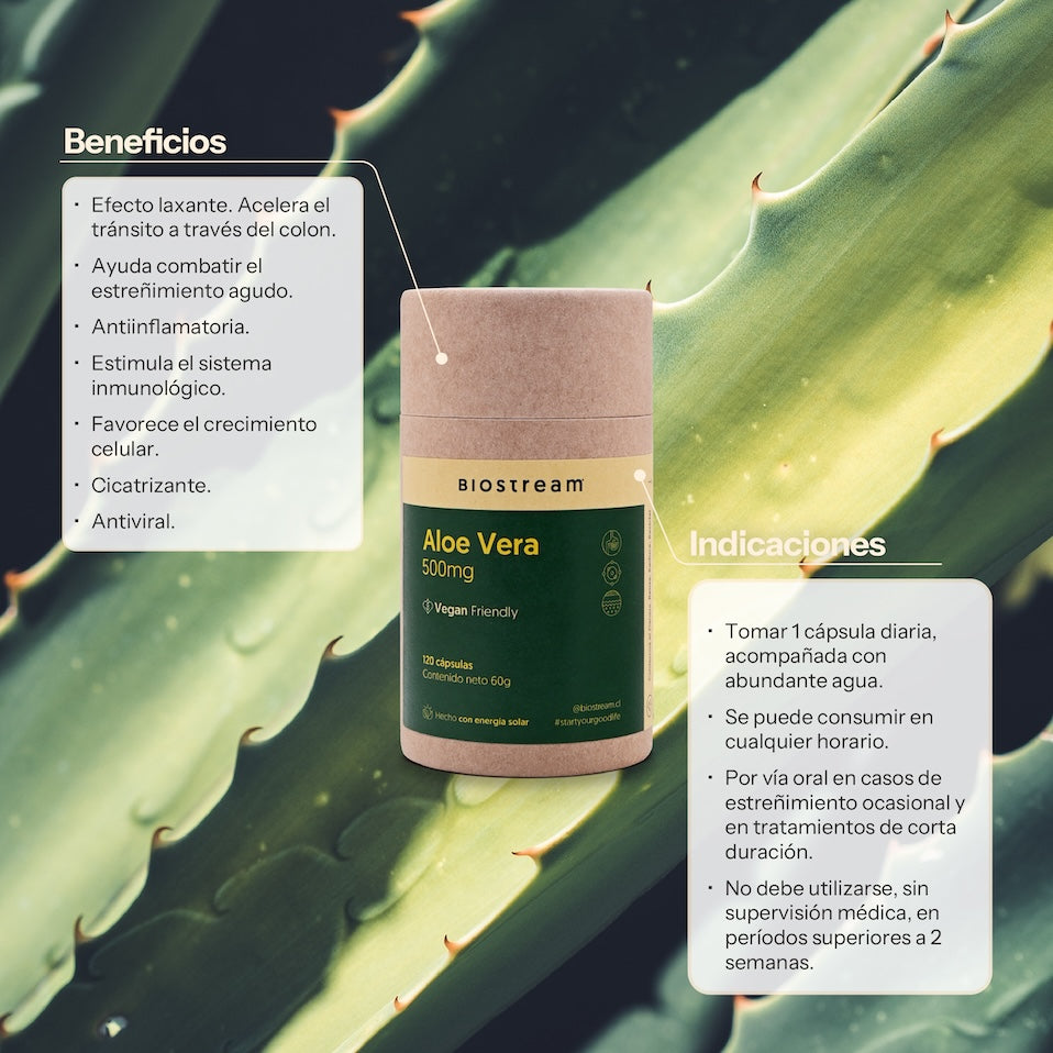 Aloe Vera 500mg 120 Cápsulas Vegano