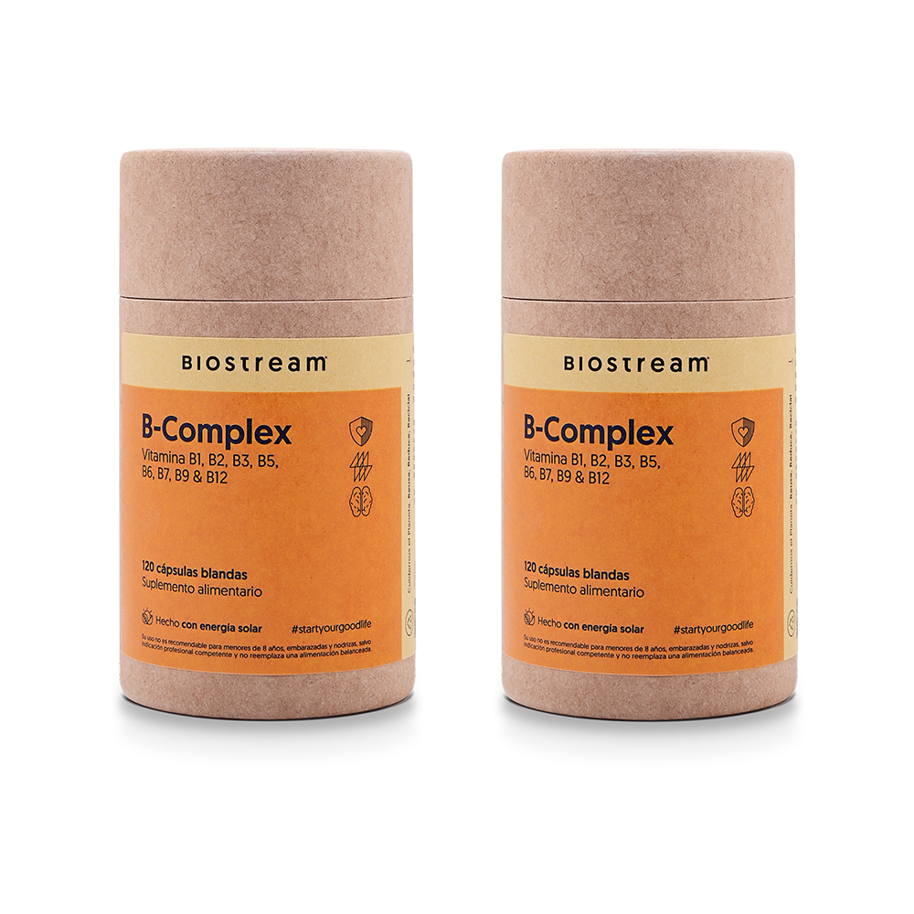 B-Complex 120 Cápsulas - Vitamina B1, B2, B3, B5, B6, B7, B9 & B12 - Vegano