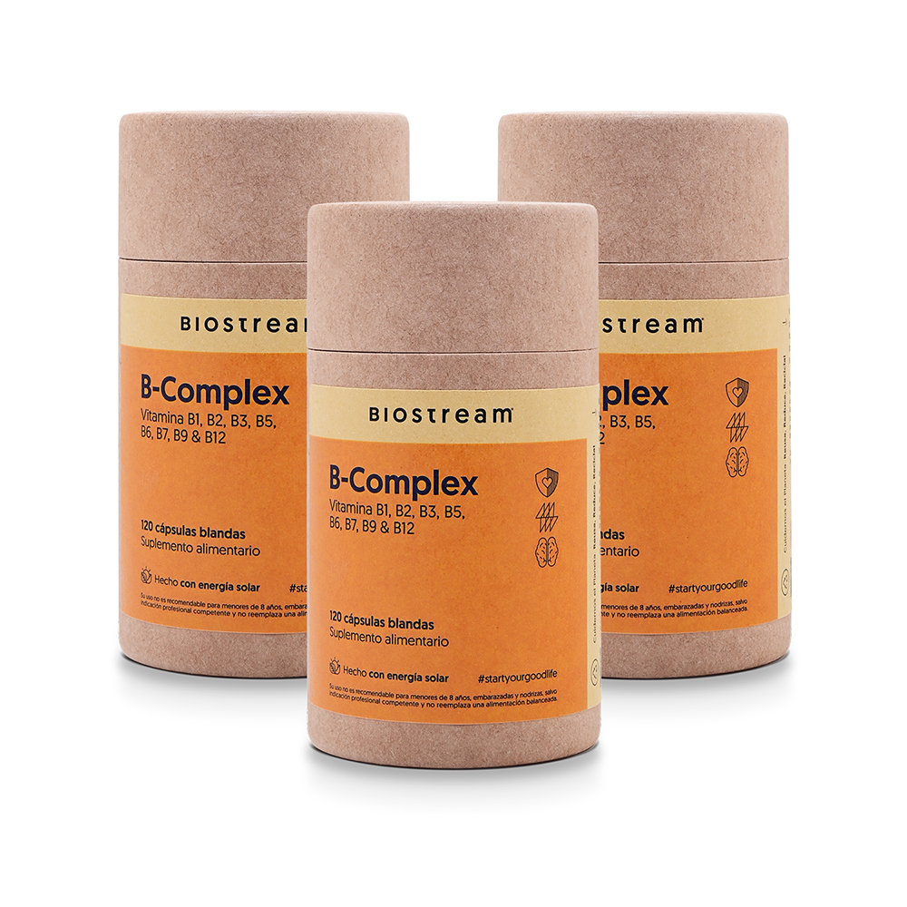 B-Complex 120 Cápsulas - Vitamina B1, B2, B3, B5, B6, B7, B9 & B12 - Vegano