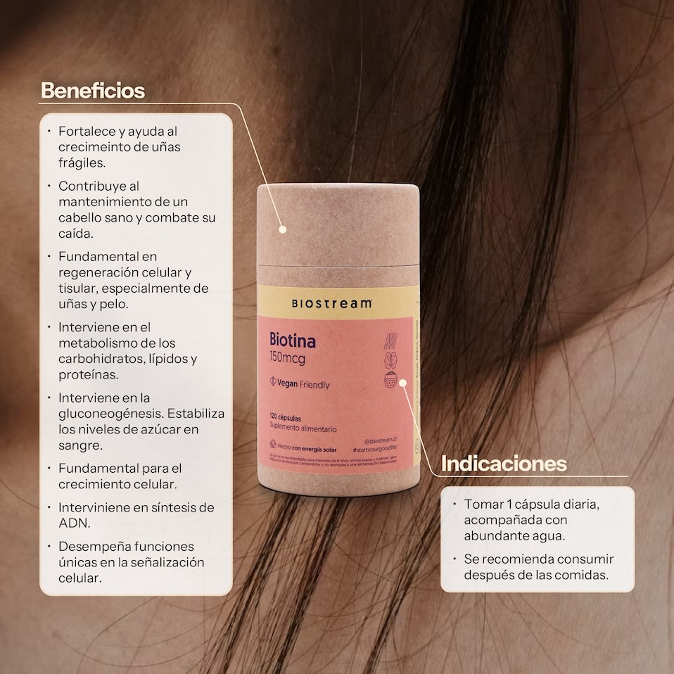 Biotina 150mcg 120 Cápsulas Vegana