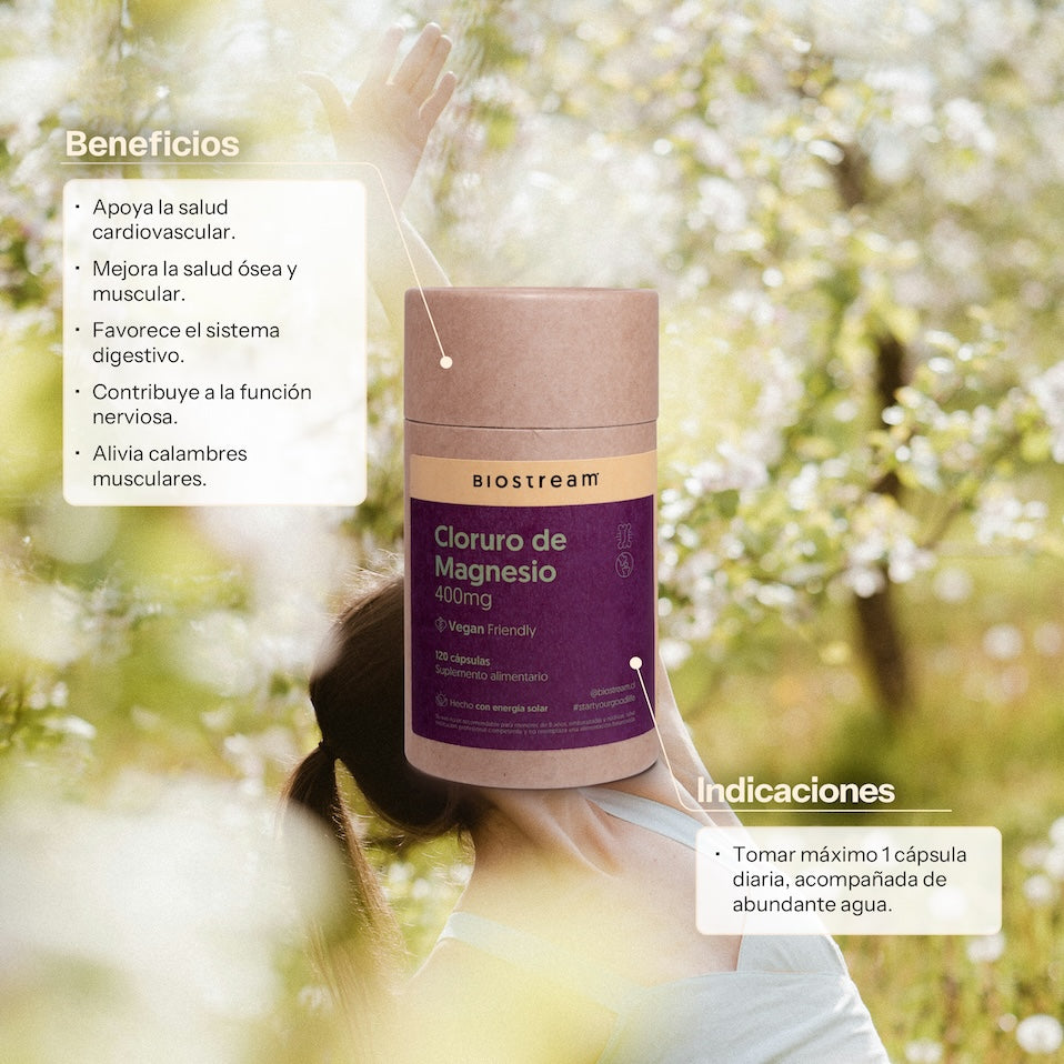 Cloruro de Magnesio 400mg 120 Cápsulas Vegano