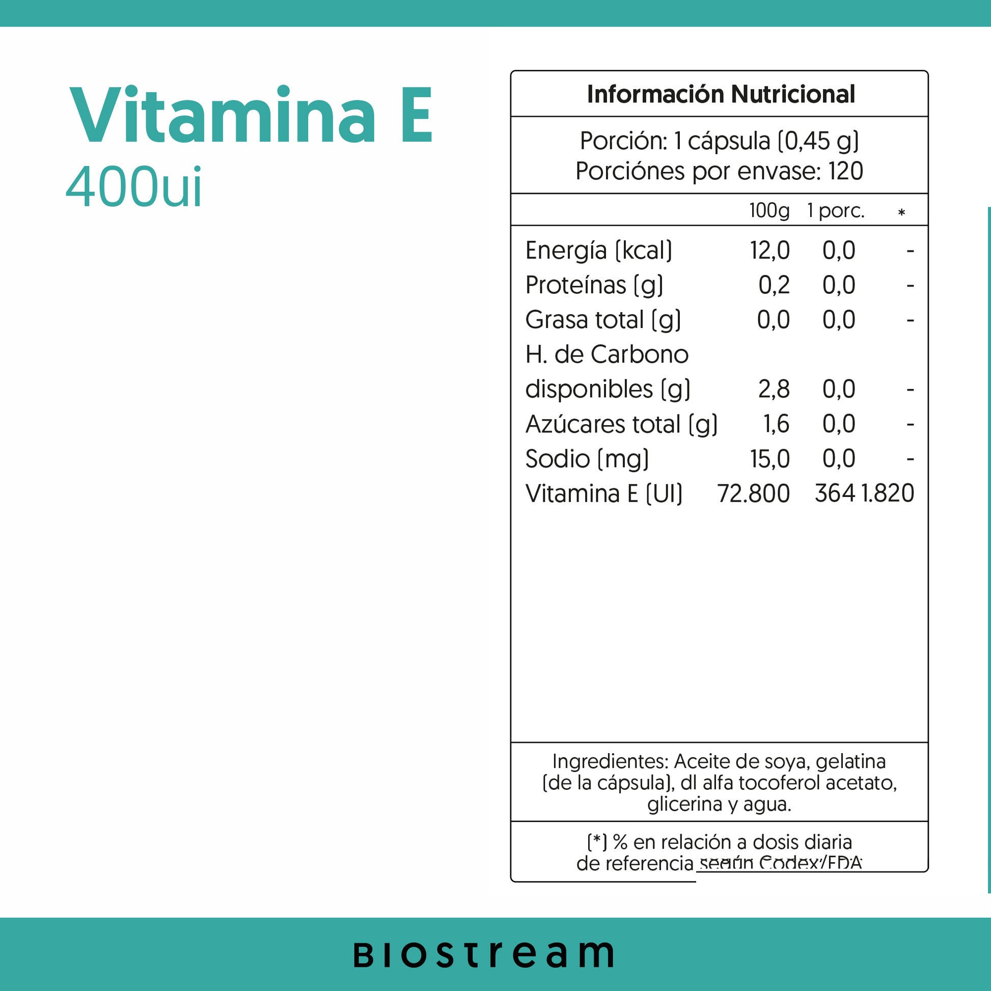 Vitamina E 400ui 120 Cápsulas