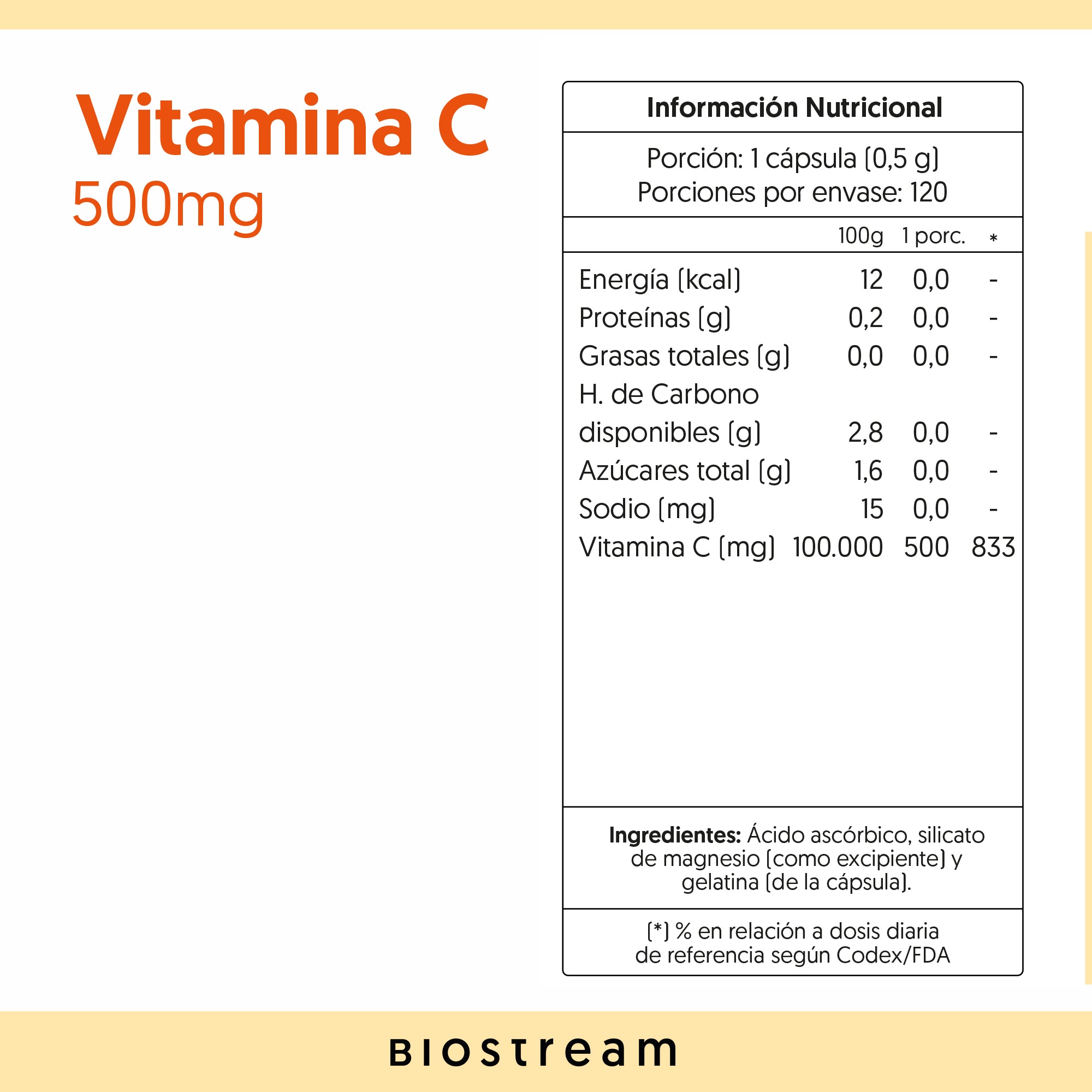 Vitamina C 500mg 120 Cápsulas