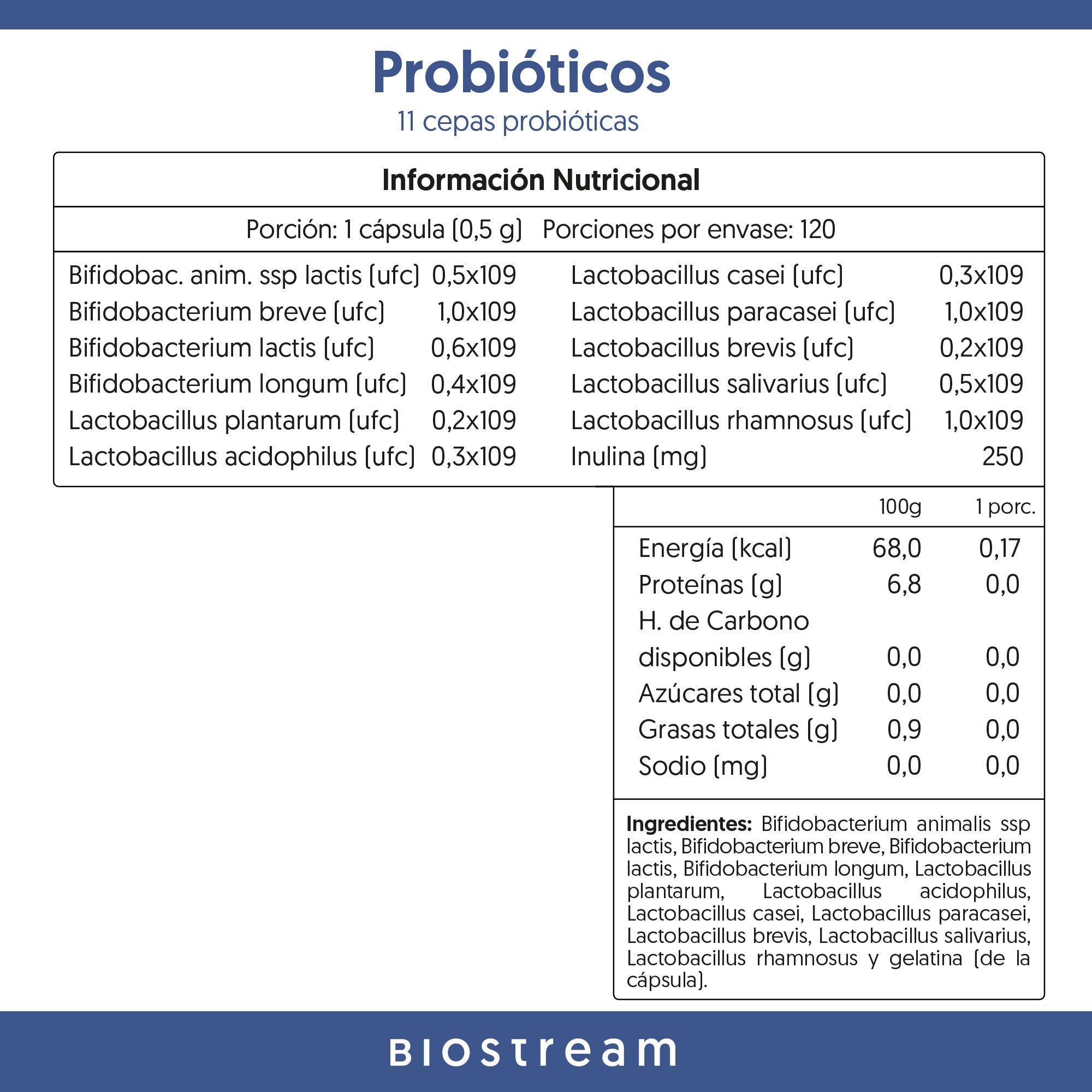 Probióticos 11 Cepas 6 Billones UFC 120 Cápsulas