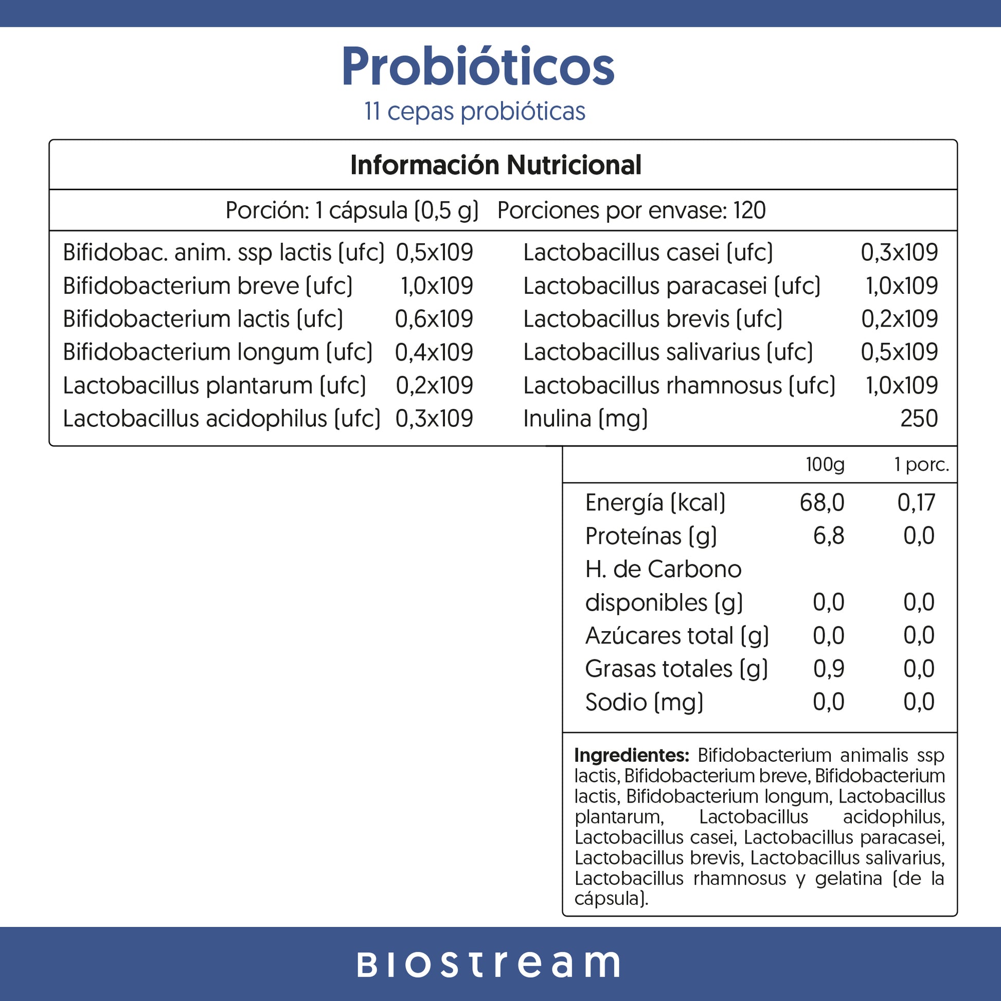 Probióticos 11 Cepas 6 Billones UFC 120 Cápsulas