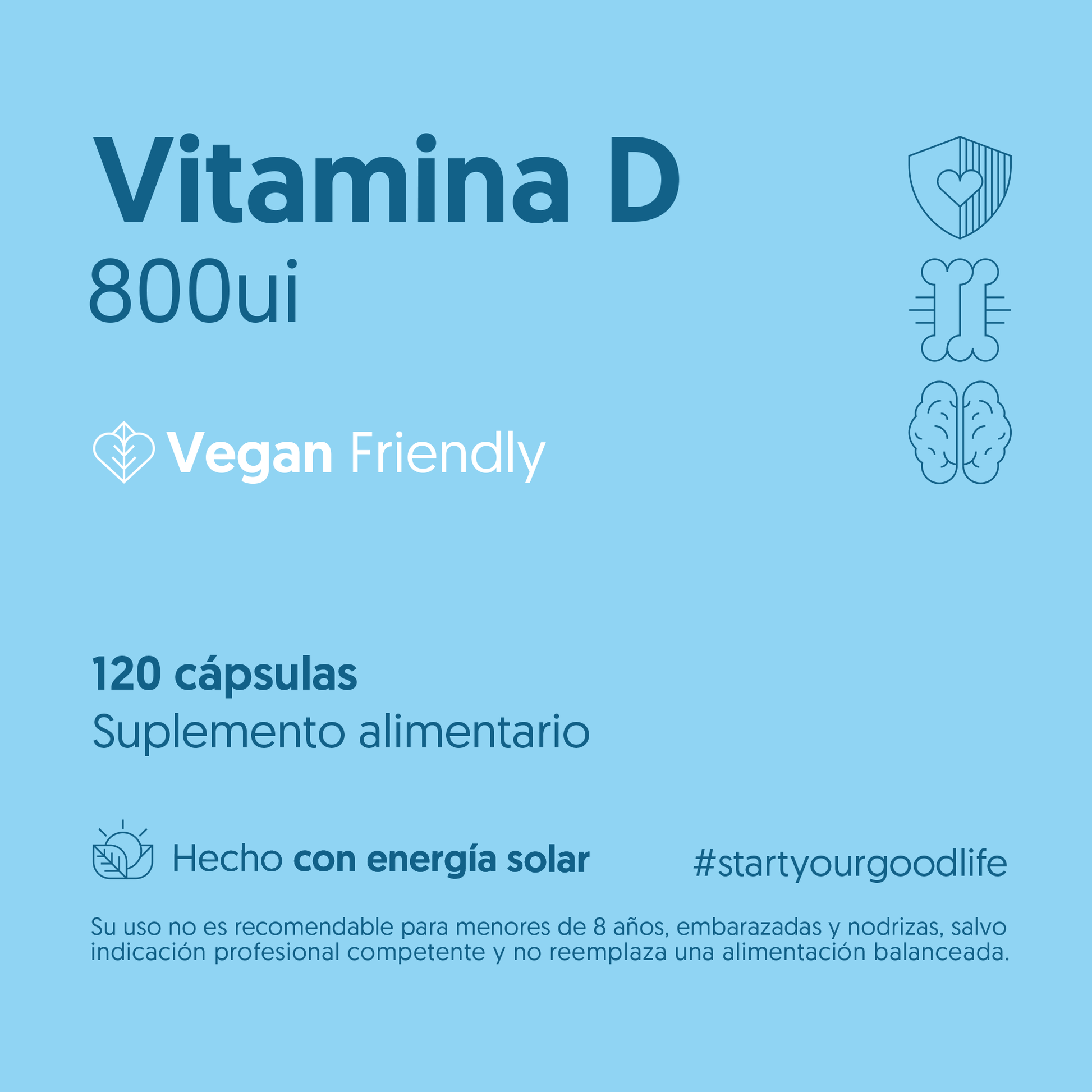 Vitamina D3 800ui 120 Cápsulas Vegana