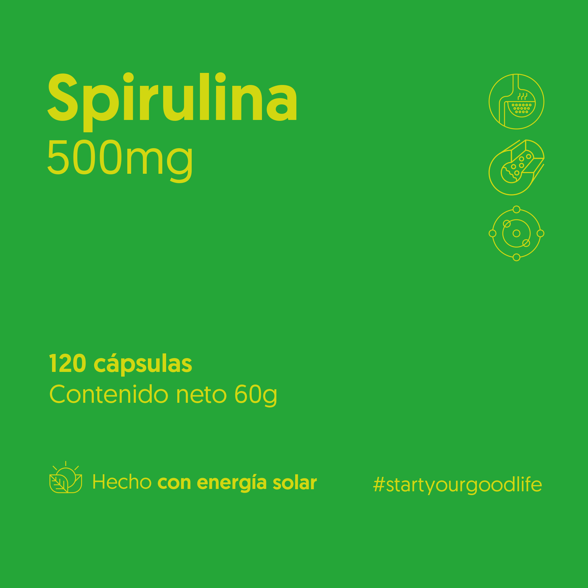 Spirulina 500mg 120 Cápsulas