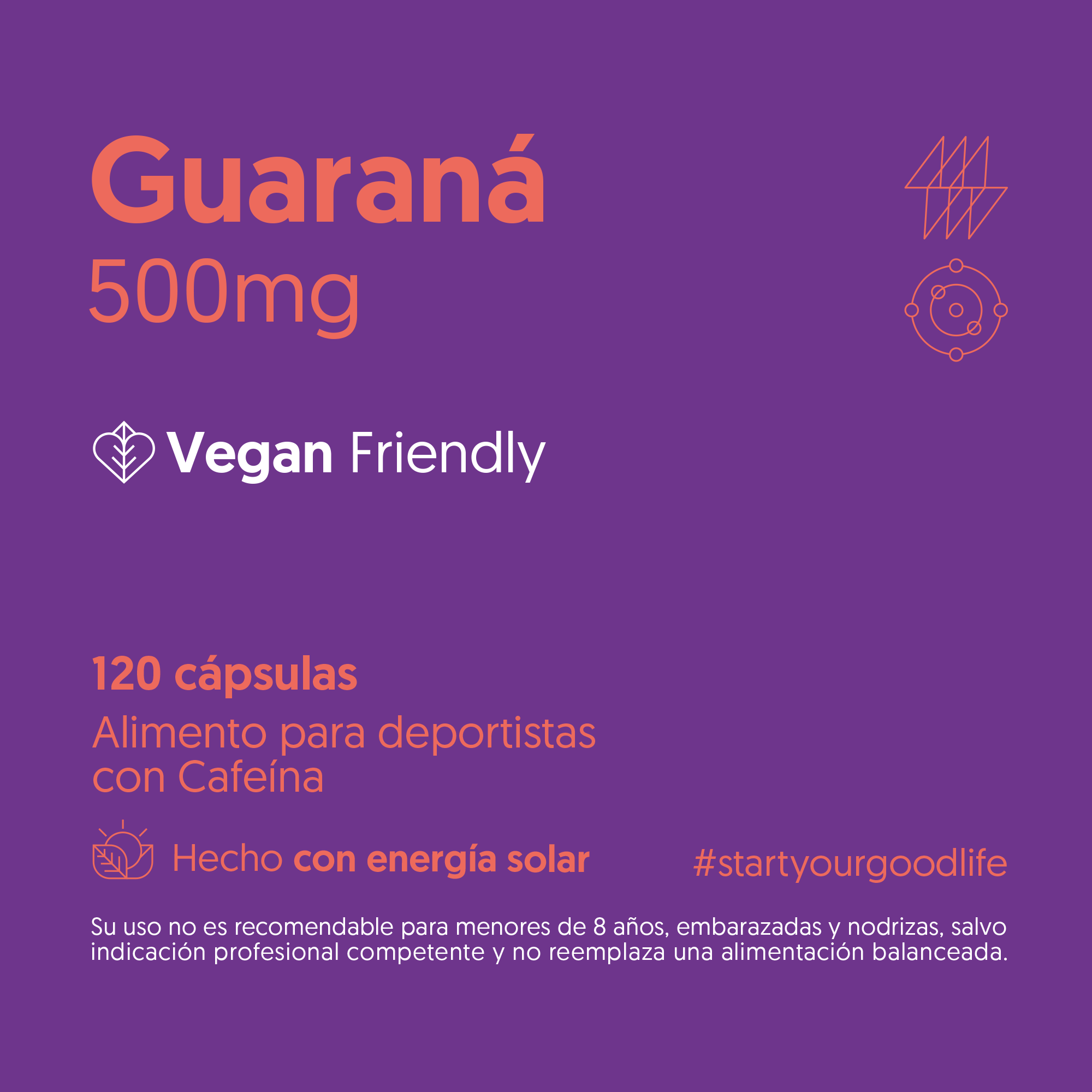 Guaraná 500mg 120 Cápsulas Vegano