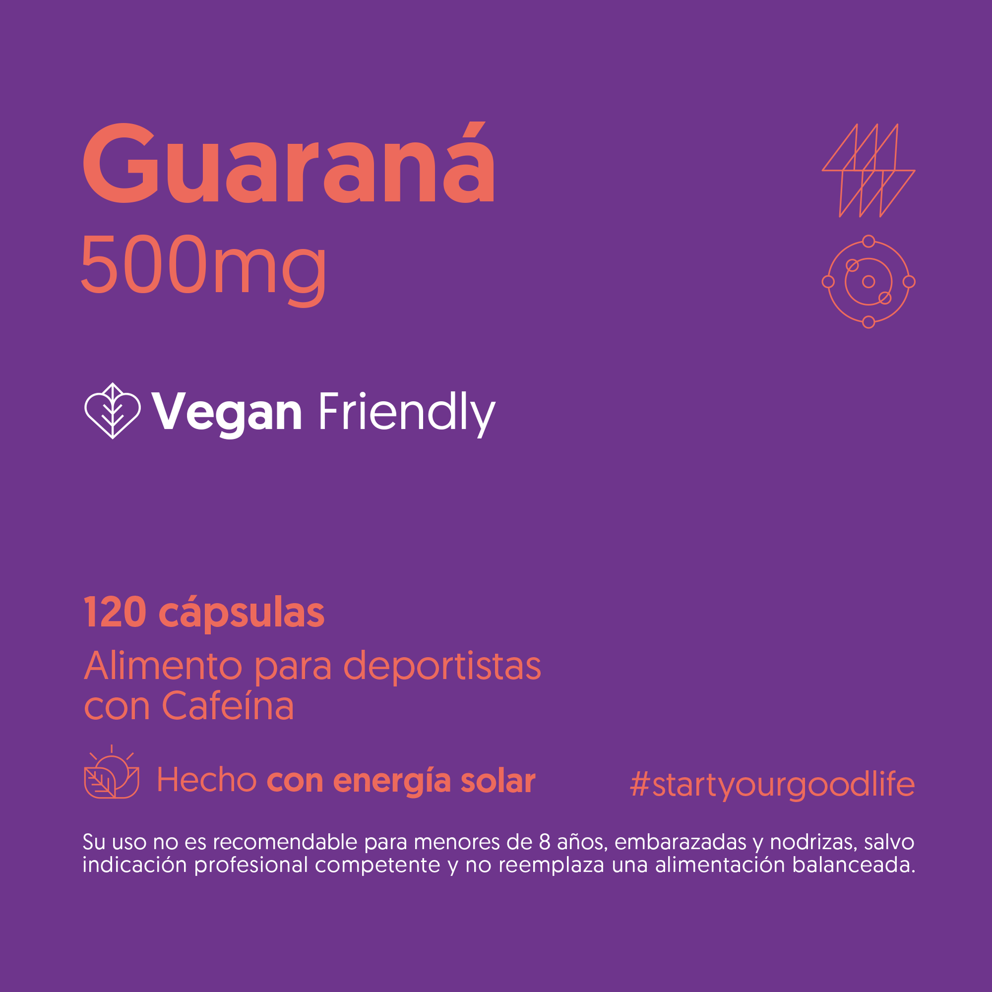 Guaraná 500mg 120 Cápsulas Vegano