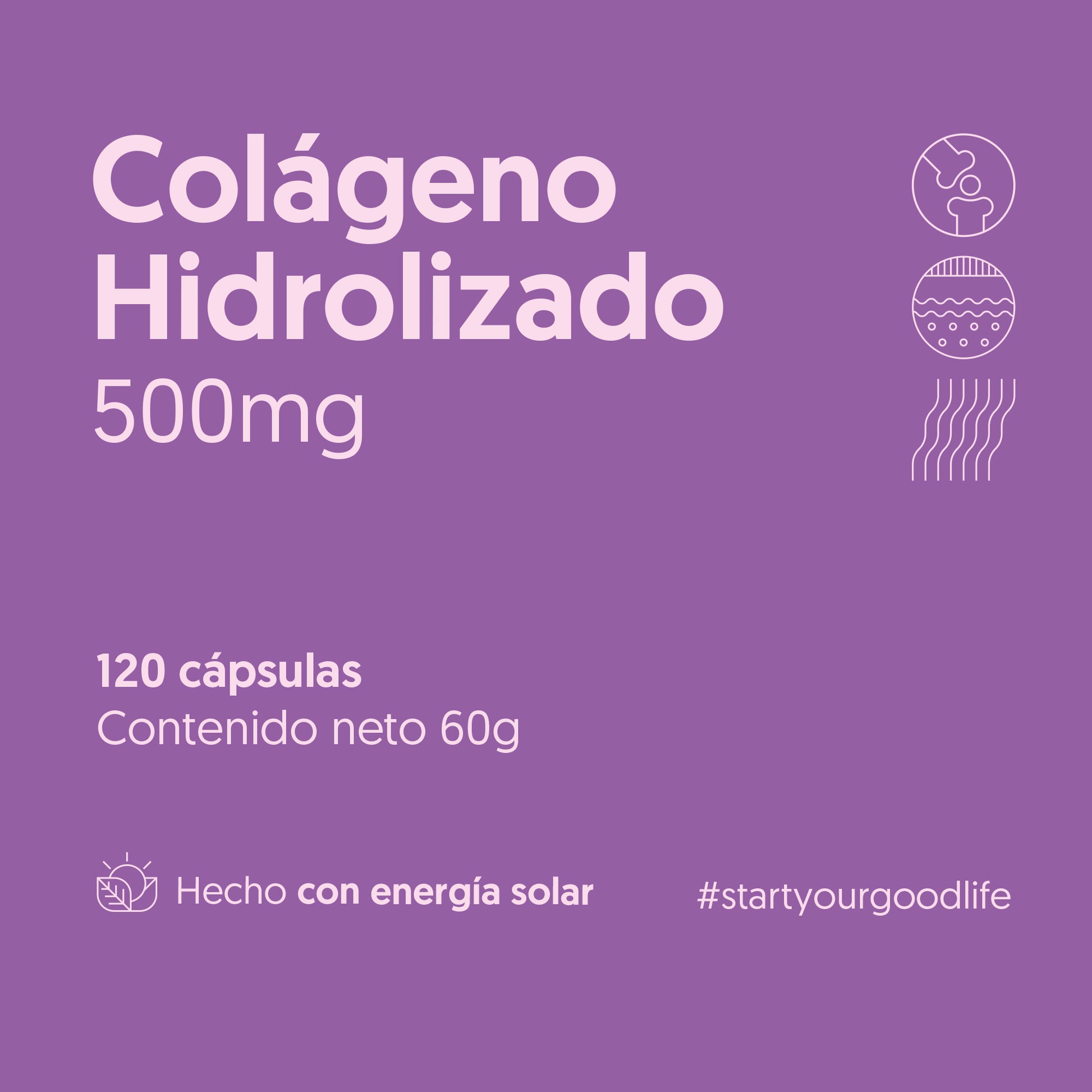Colágeno Hidrolizado 500mg 120 Cápsulas