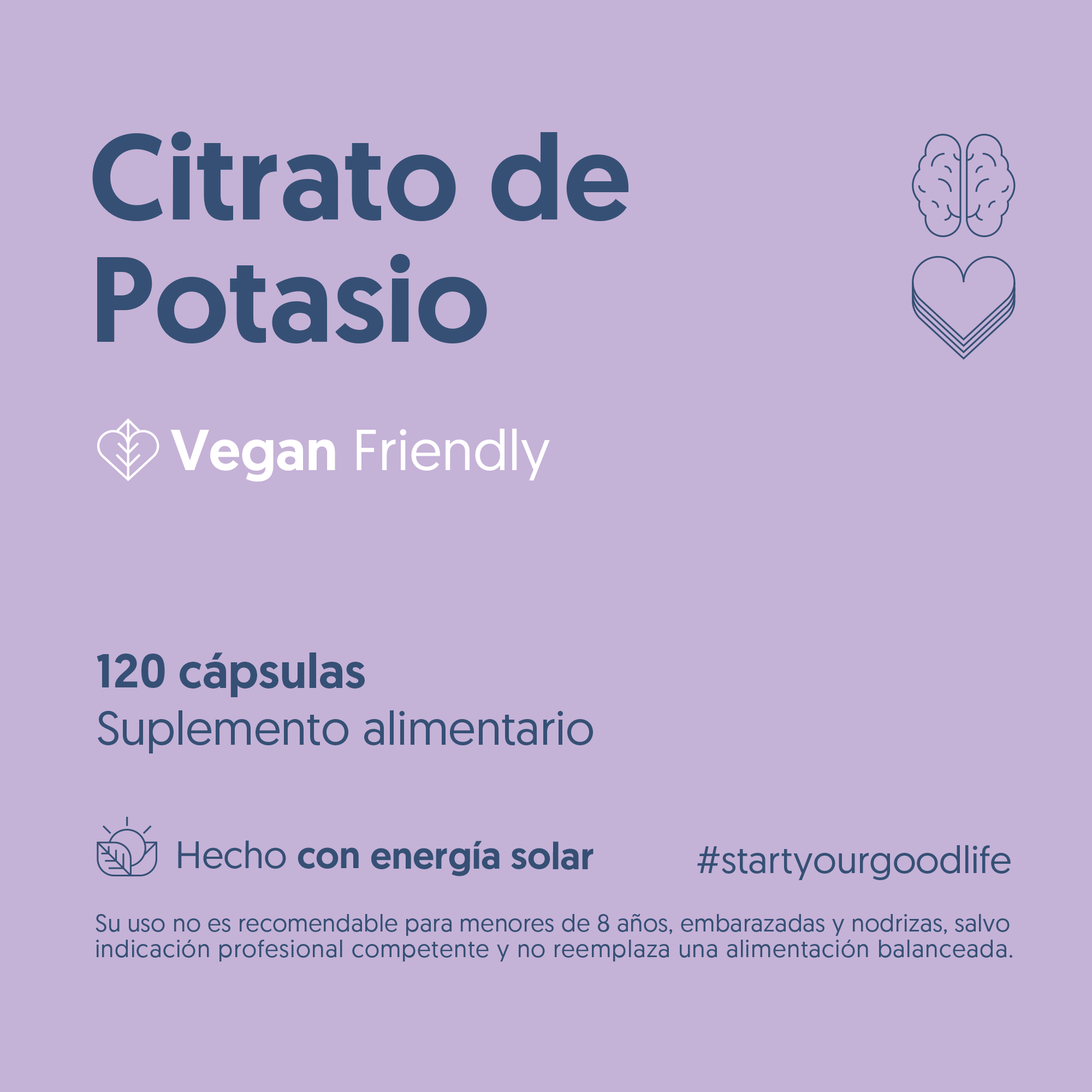 Citrato De Potasio 120 Cápsulas Vegano
