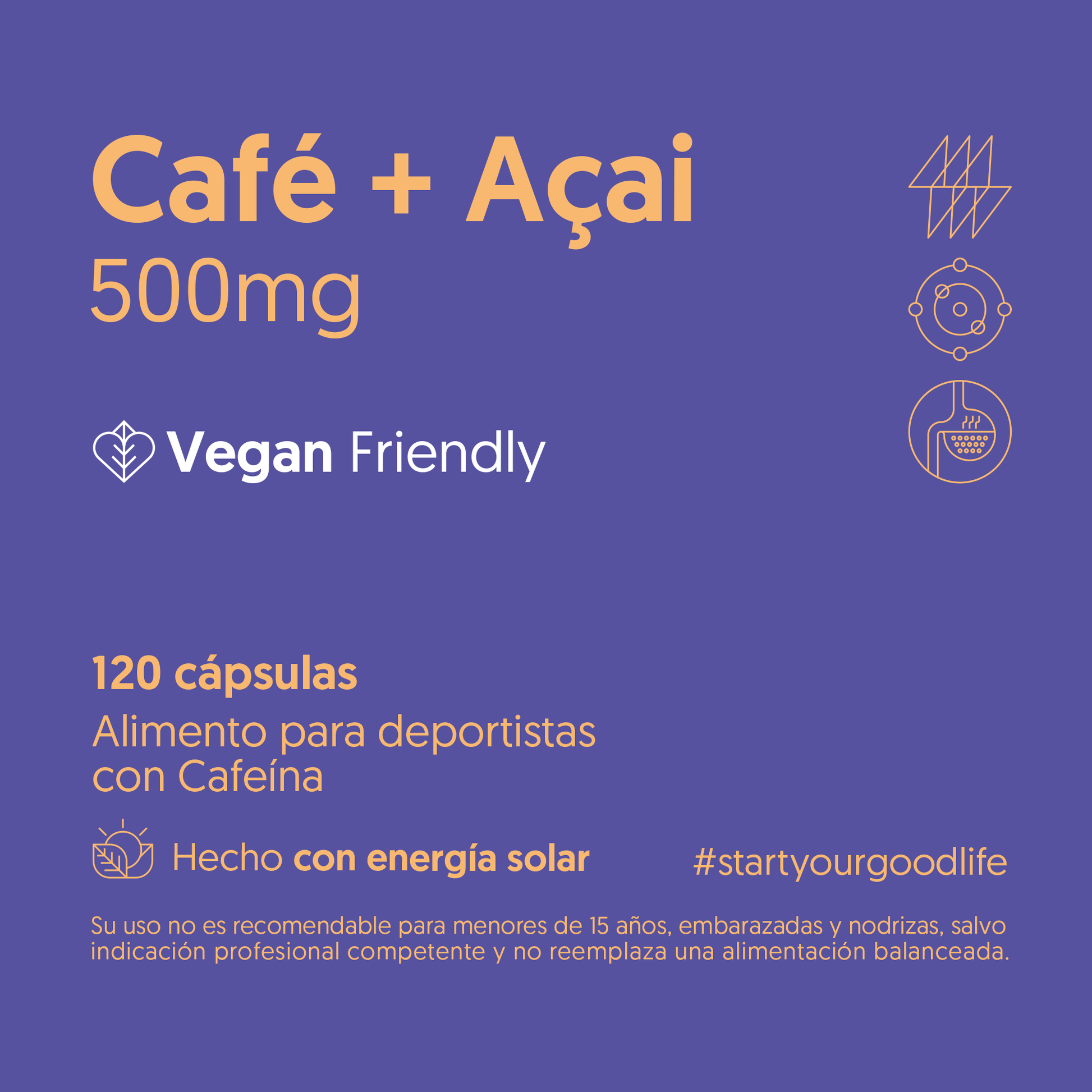 Café + Açaí 500mg 120 Cápsulas Vegano