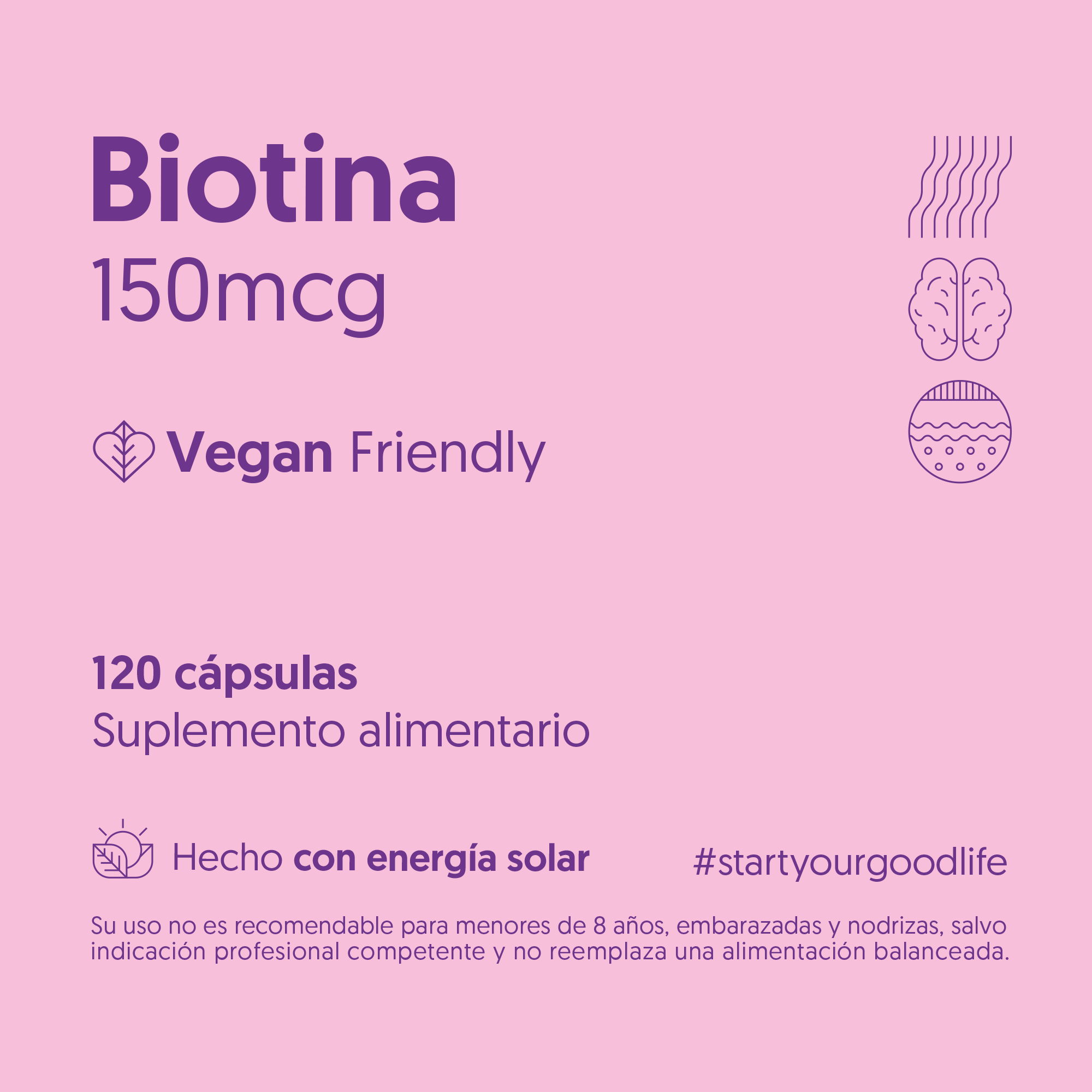 Biotina 150mcg 120 Cápsulas Vegana