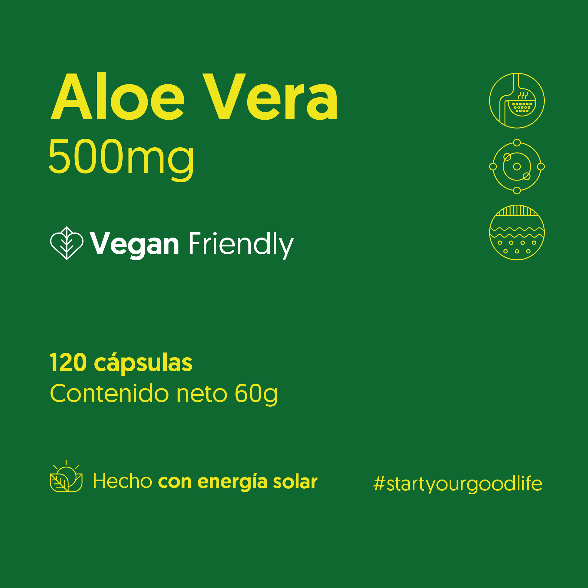 Aloe Vera 500mg 120 Cápsulas Vegano