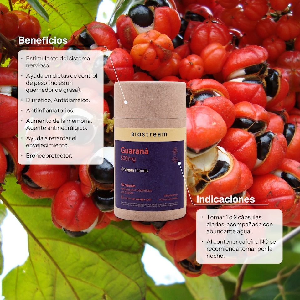 Guaraná 500mg 120 Cápsulas Vegano