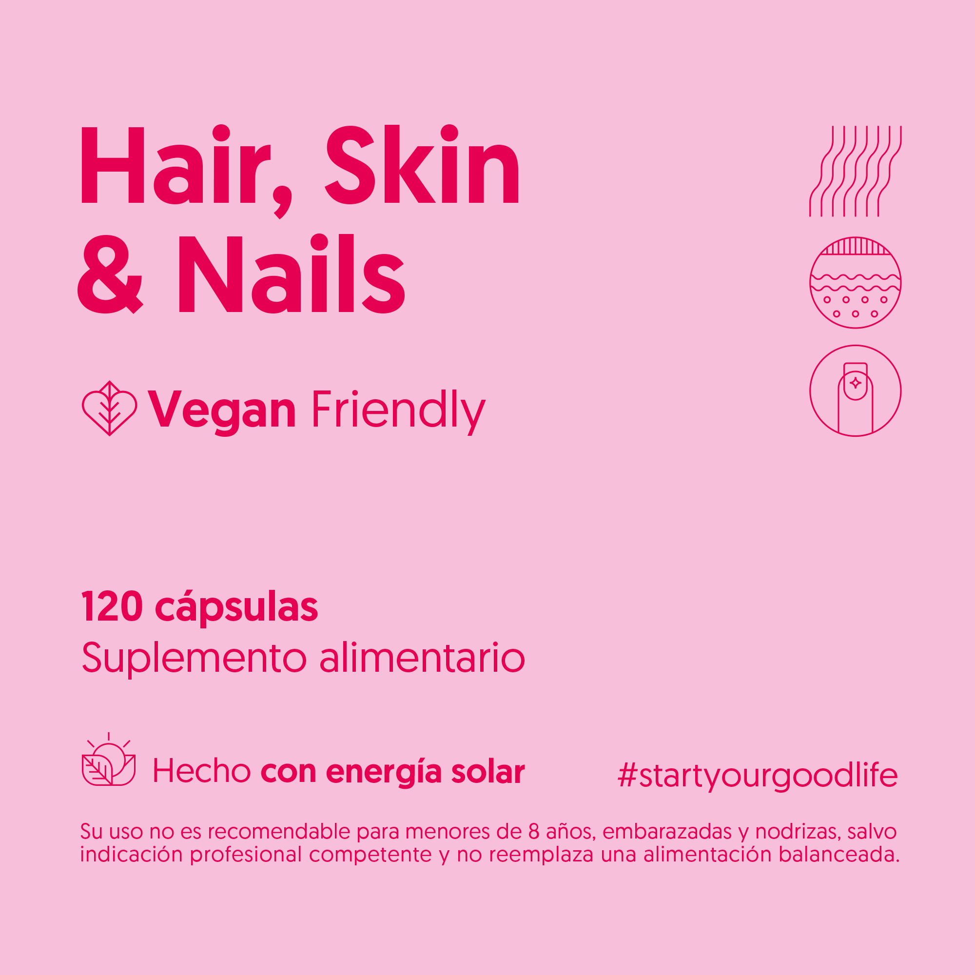 Hair, Skin & Nails 120 Cápsulas Micropellets Vegano
