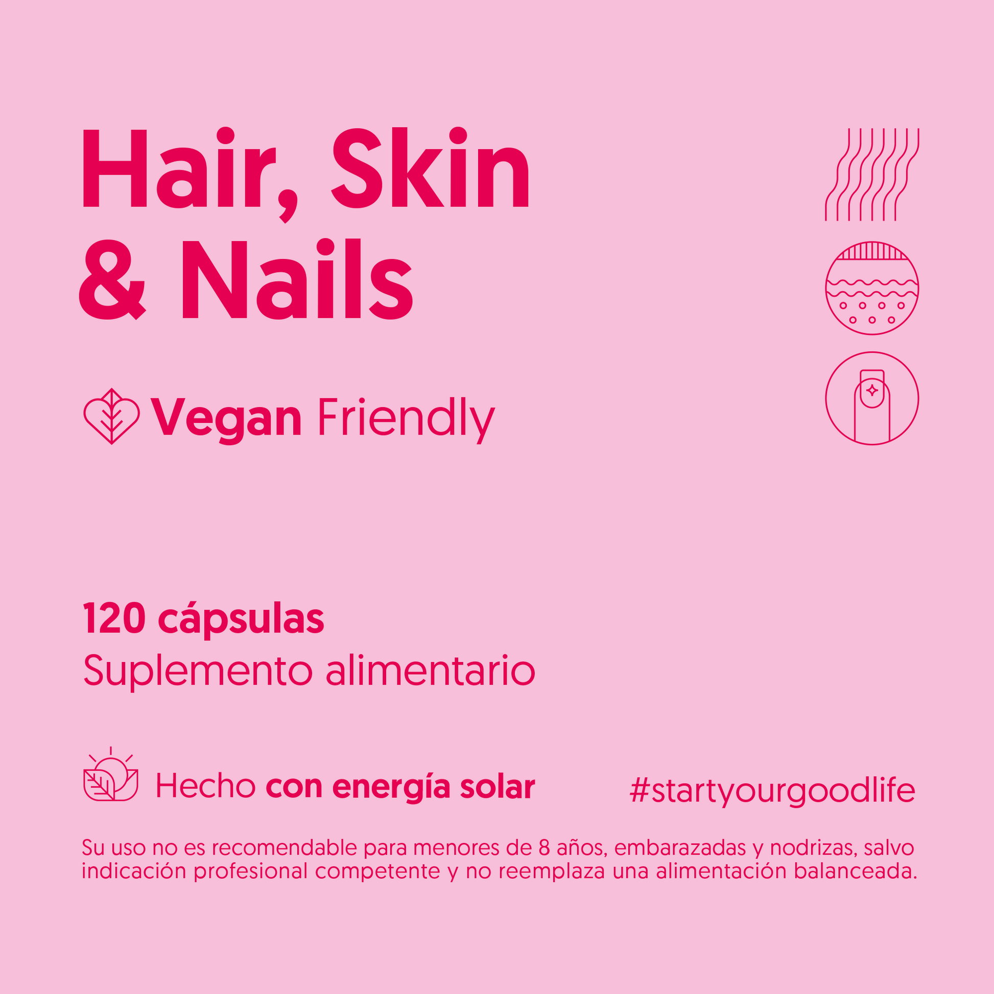 Hair, Skin & Nails 120 Cápsulas Micropellets Vegano