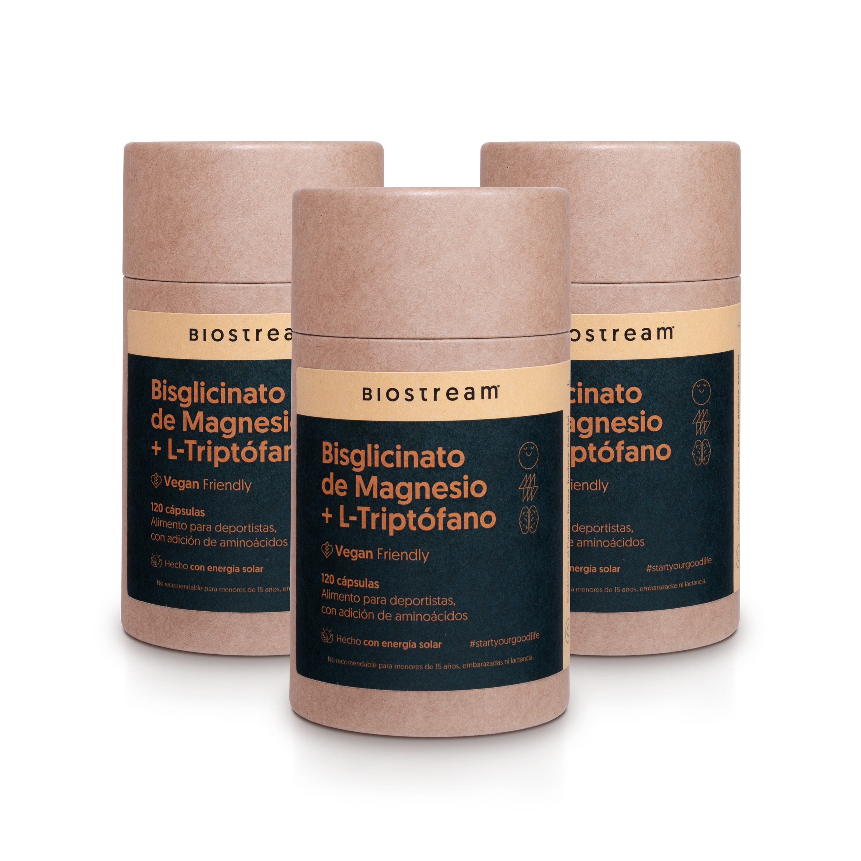 Bisglicinato de Magnesio + L-triptófano 120 Cápsulas Vegano