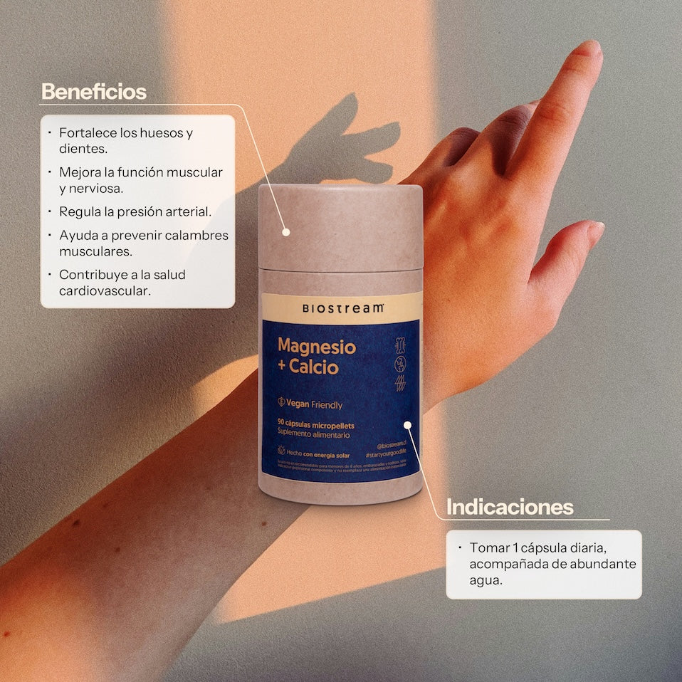 Magnesio + Calcio 500mg 120 Cápsulas Vegano