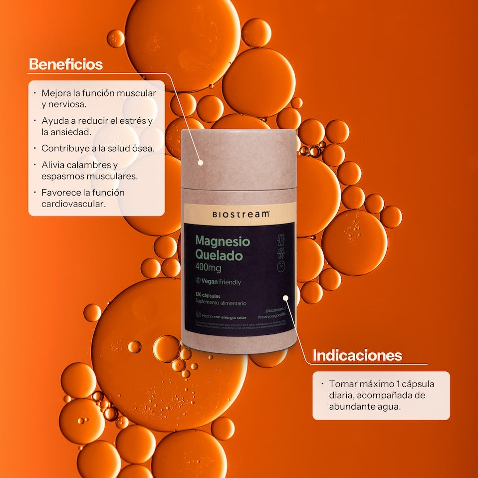 Magnesio Quelado 400mg 120 Cápsulas Vegano