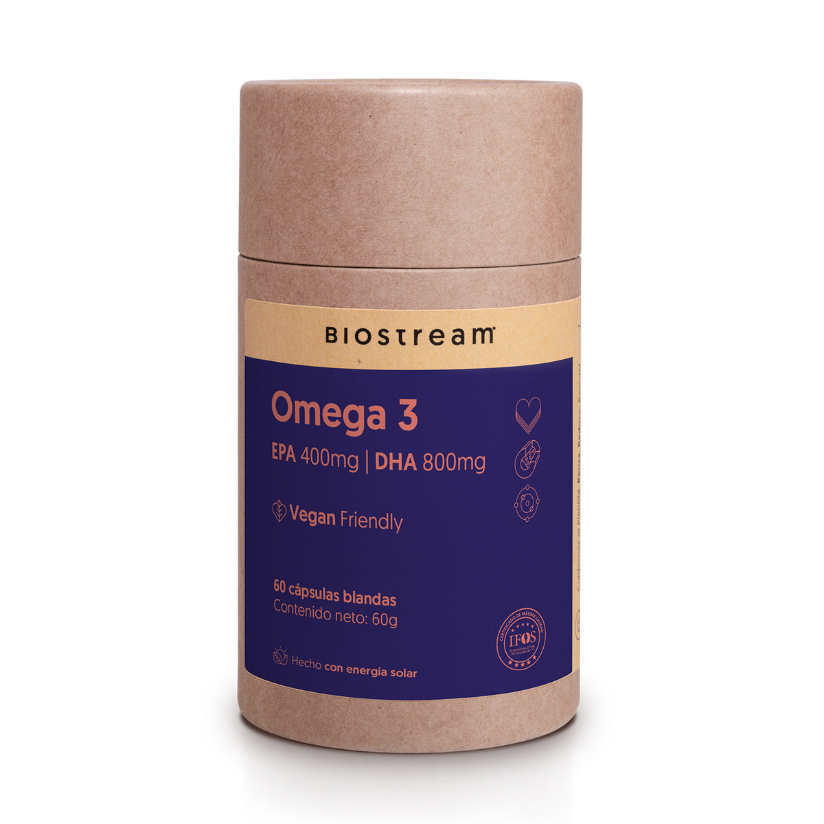 Omega 3 Vegano EPA 400mg + DHA 800mg 60 cápsulas blandas Vegana