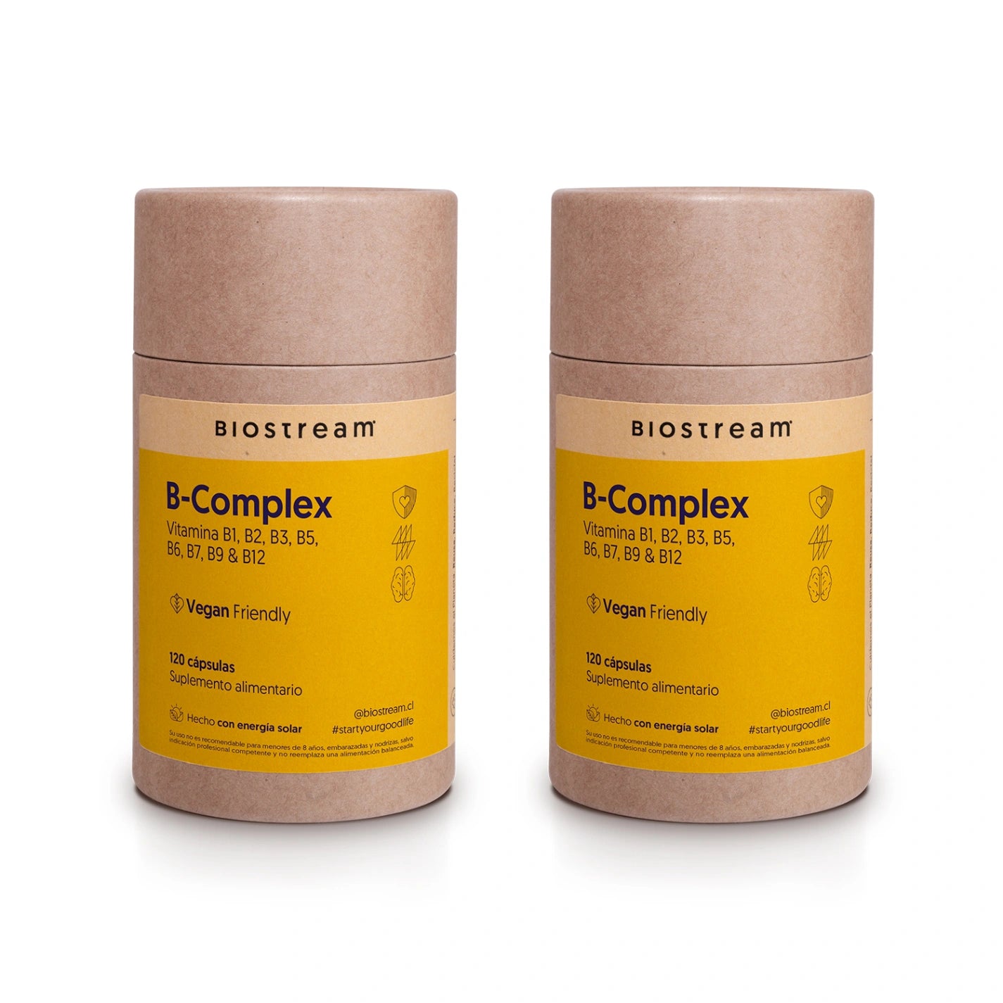 B-Complex 120 Cápsulas - Vitamina B1, B2, B3, B5, B6, B7, B9 & B12 - Vegano
