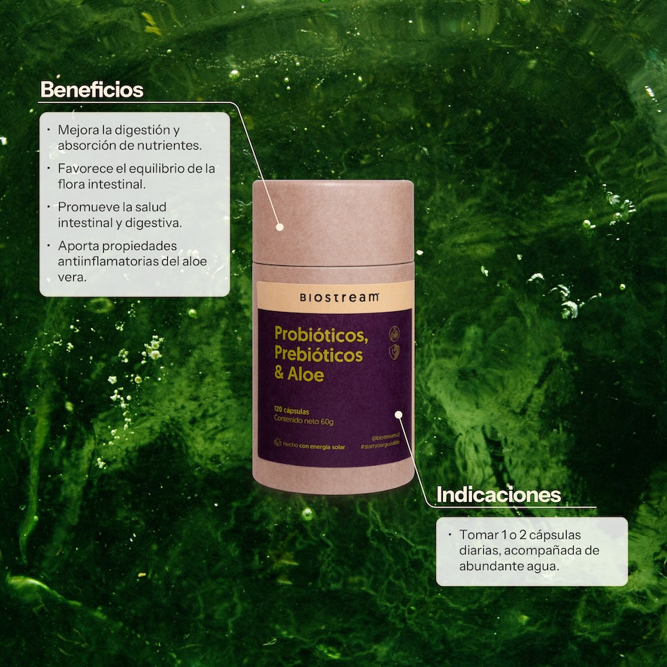 Probióticos, Prebióticos & Aloe 120 Cápsulas
