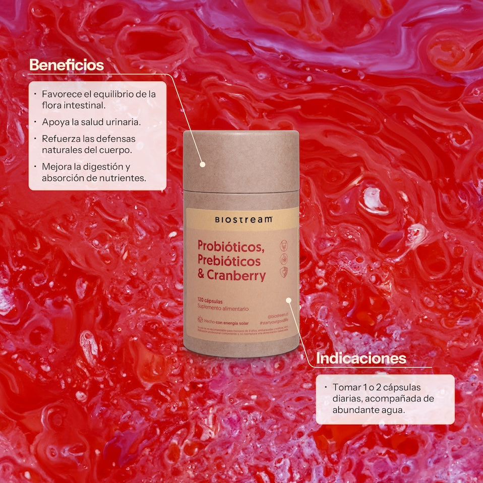 Probióticos, Prebióticos & Cranberry 120 Capsulas