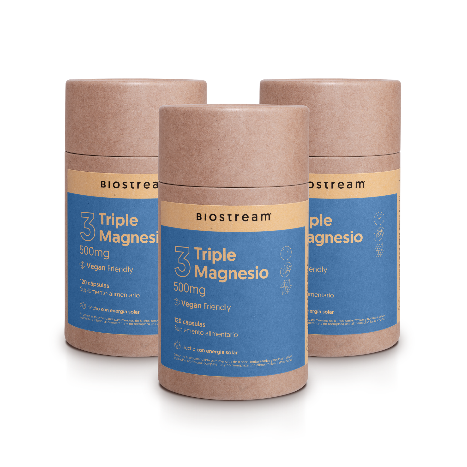 Triple Magnesio - Bisglicinato, Malato, Taurato 120 Cápsulas Vegano