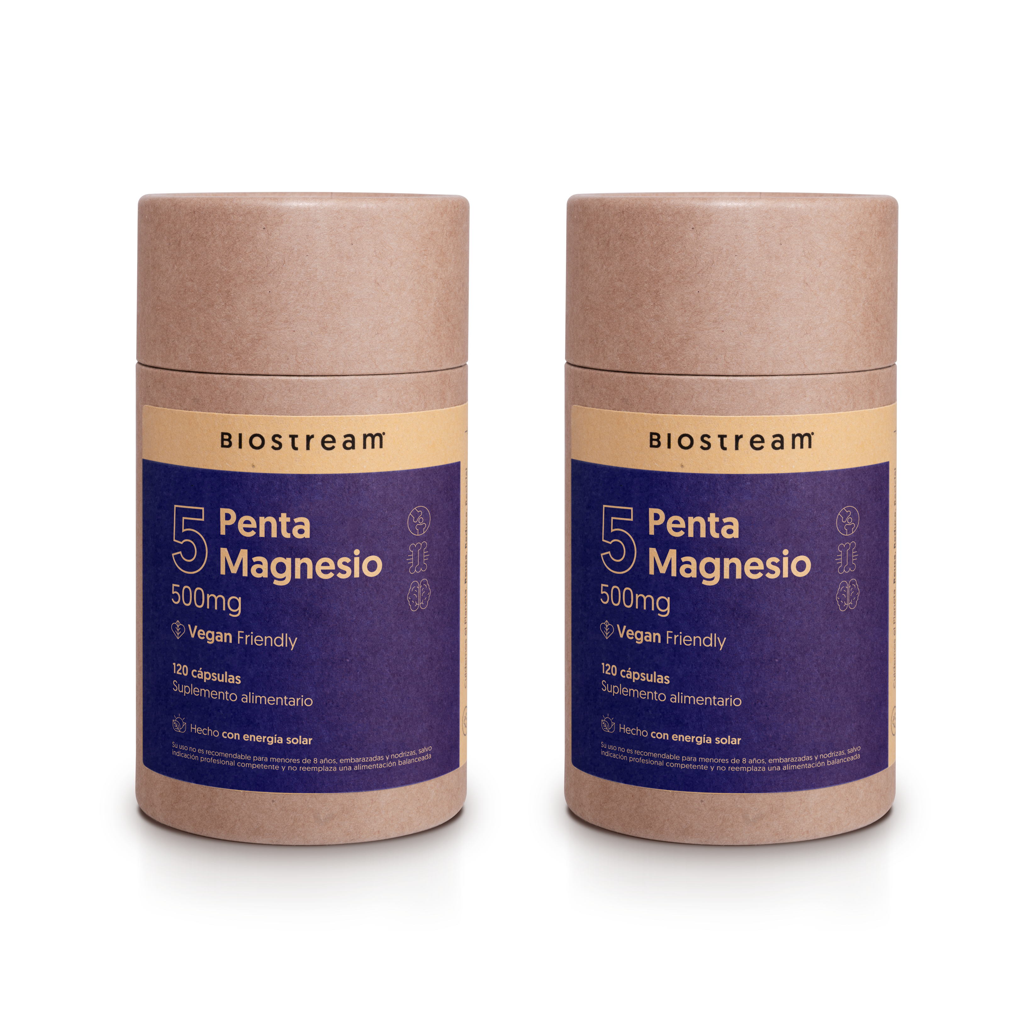 Penta Magnesio - Bisglicinato, Citrato, Malato, Taurato, L-Treonato 120 Cápsulas Vegano