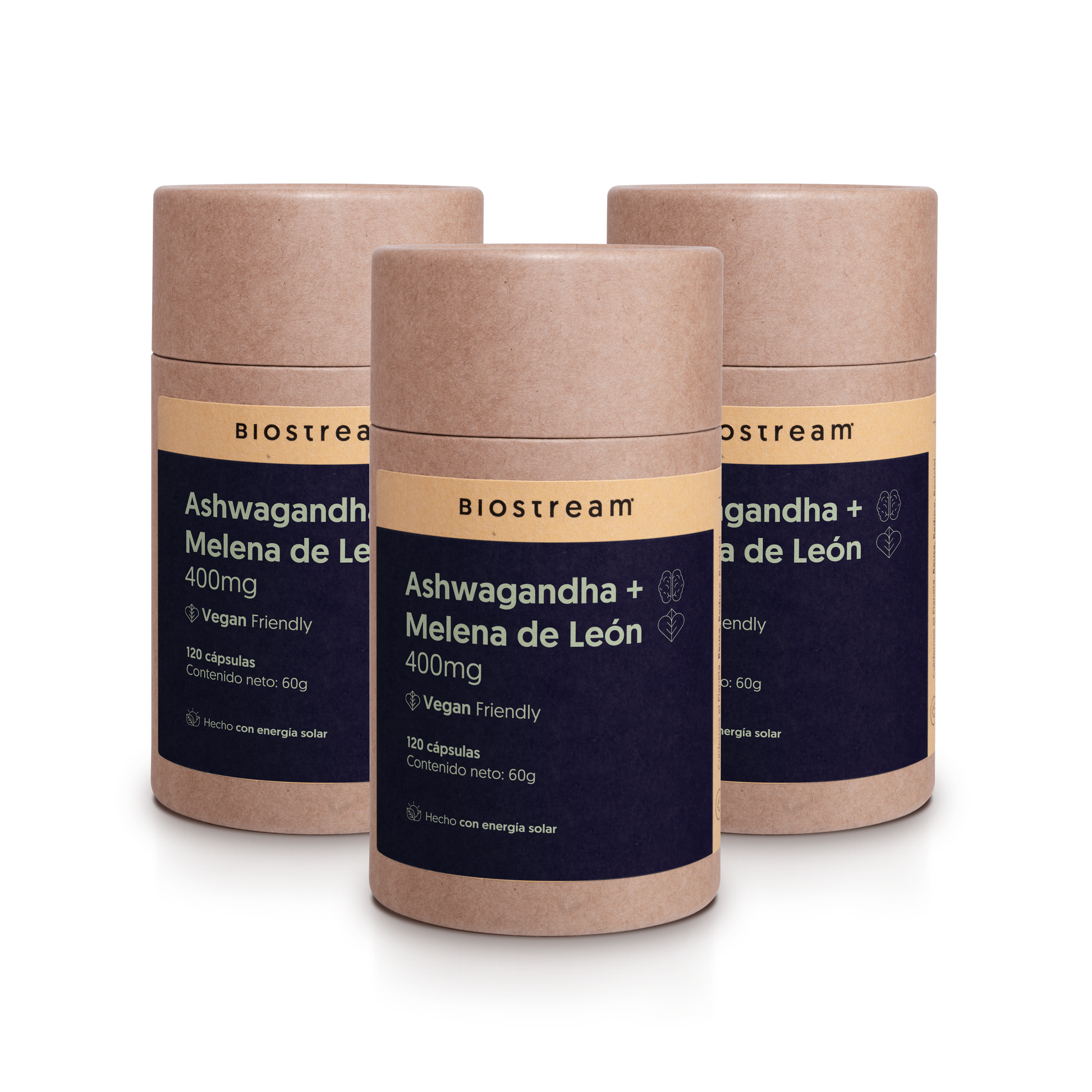 Ashwagandha + Melena de león 400mg 120 cápsulas Vegana