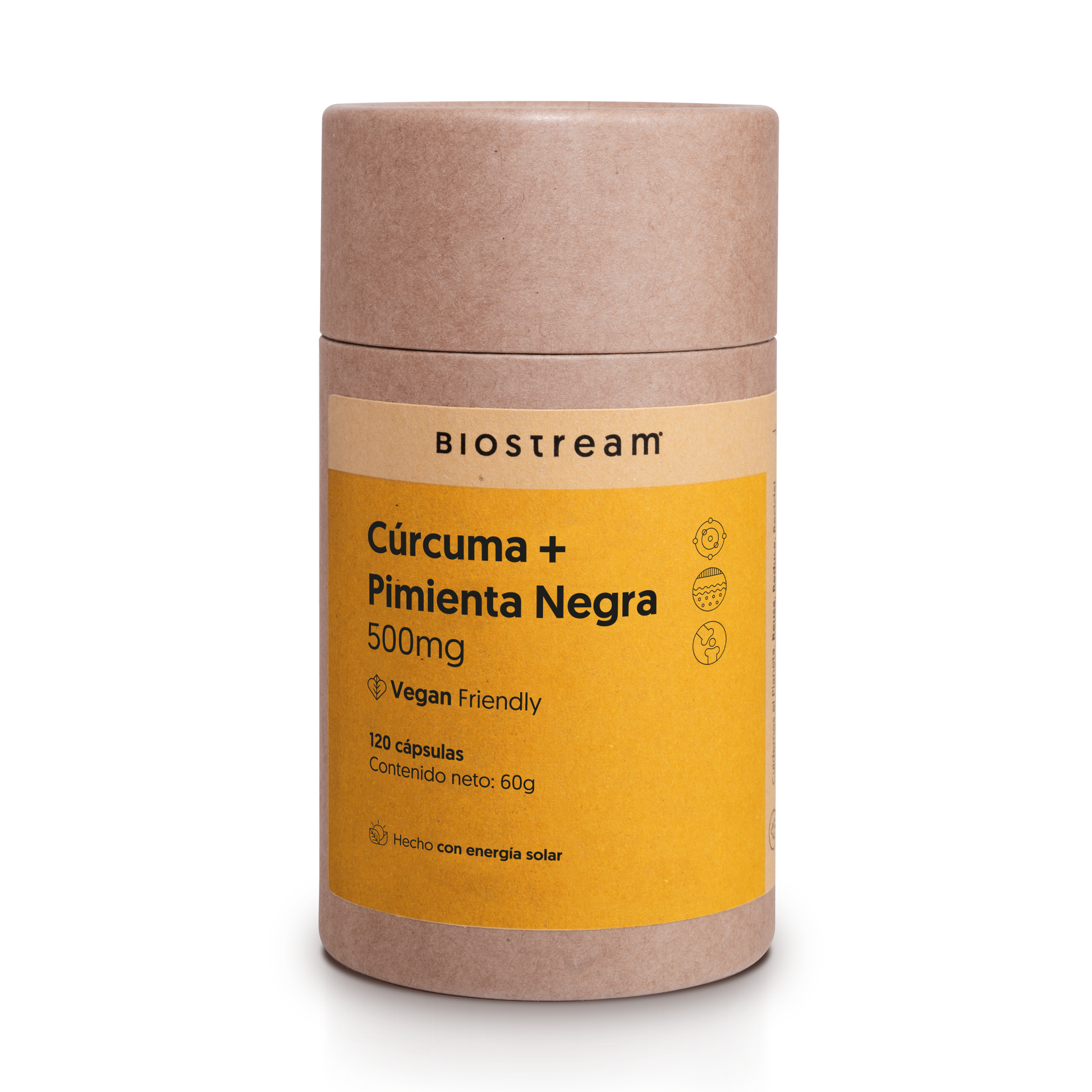 Cúrcuma + Pimienta Negra 500mg 120 Cápsulas Vegana