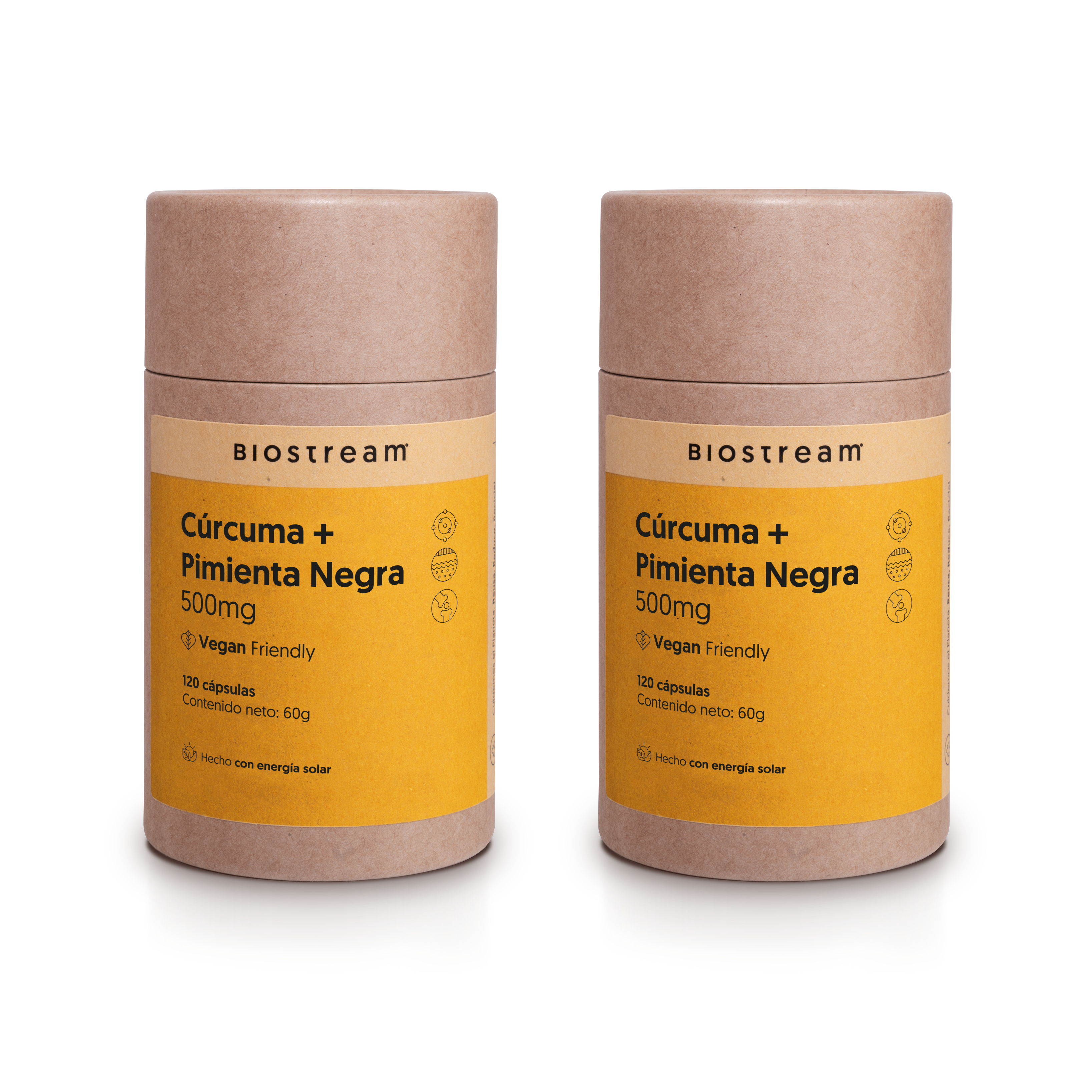 Cúrcuma + Pimienta Negra 500mg 120 Cápsulas Vegana