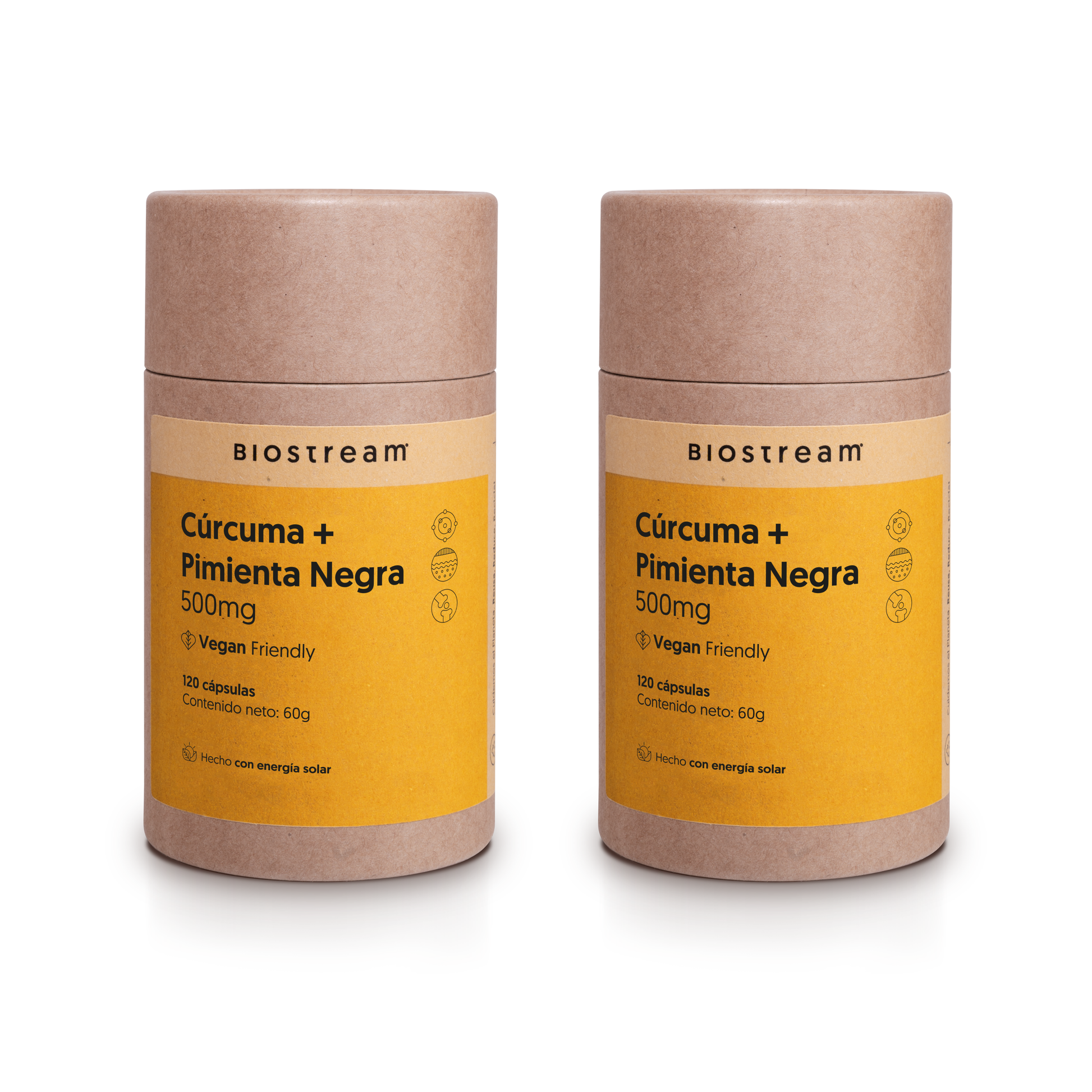 Cúrcuma + Pimienta Negra 500mg 120 Cápsulas Vegana