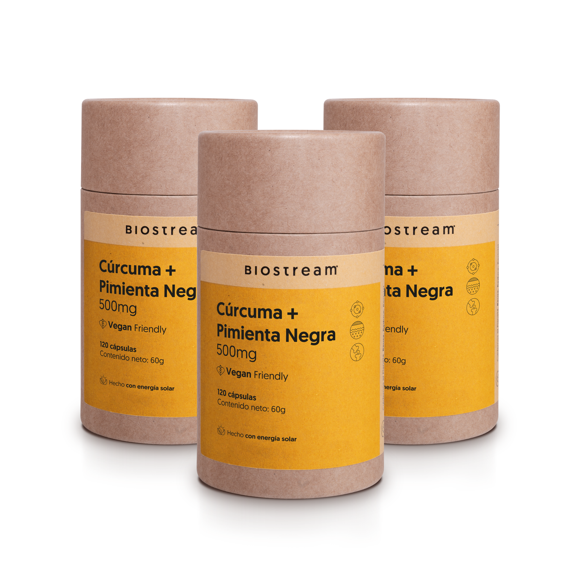 Cúrcuma + Pimienta Negra 500mg 120 Cápsulas Vegana