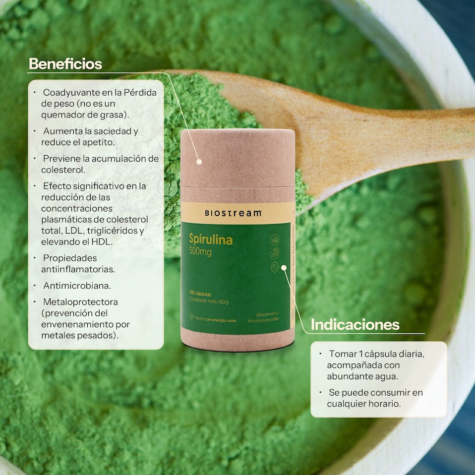 Spirulina 500mg 120 Cápsulas