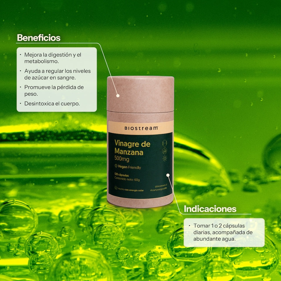 Vinagre de Manzana 500mg 120 Cápsulas Vegano