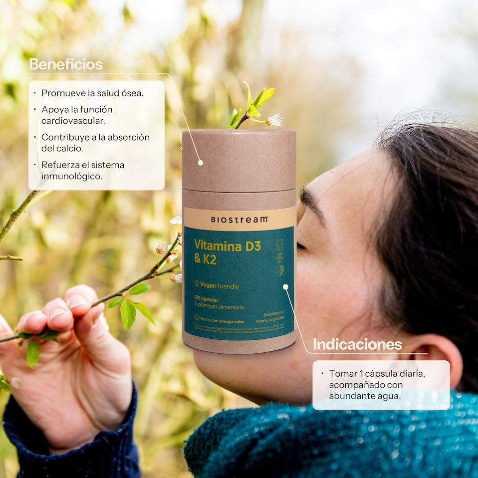 Vitamina D3 & K2 120 Cápsulas Vegano