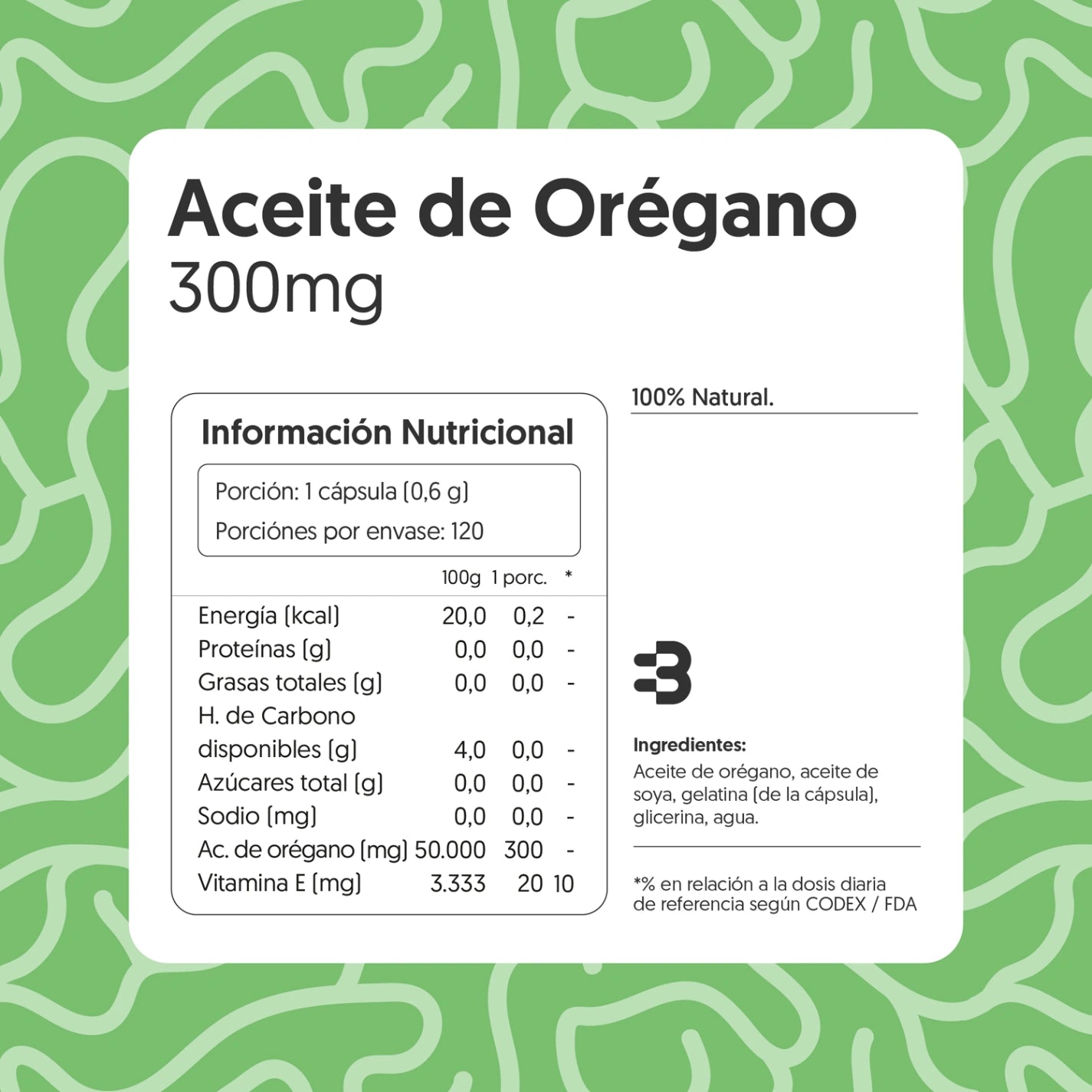Aceite de Orégano 300mg 120 cápsulas blandas