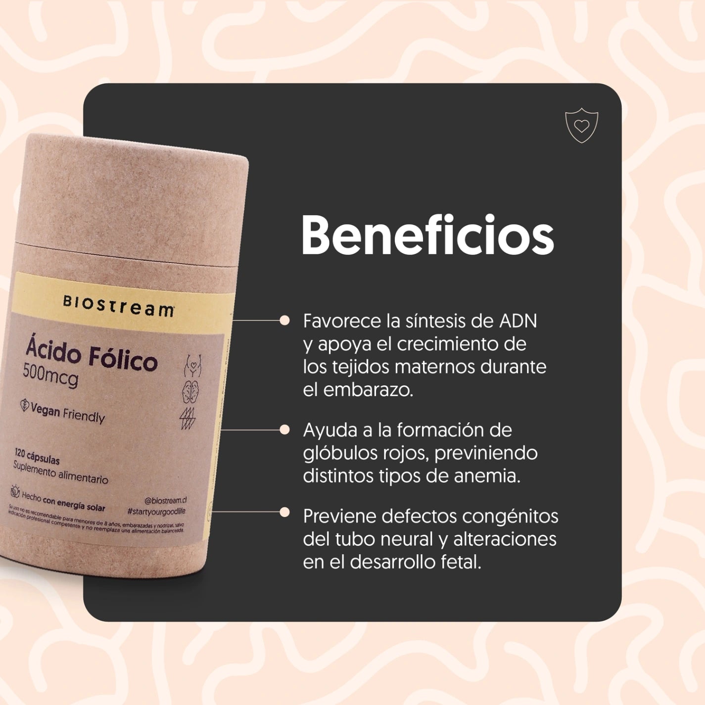Ácido Fólico 500mcg 120 Cápsulas Vegano