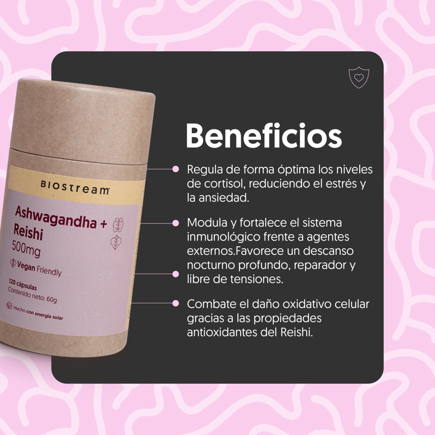 Ashwagandha + Reishi 500mg 120 cápsulas Vegana