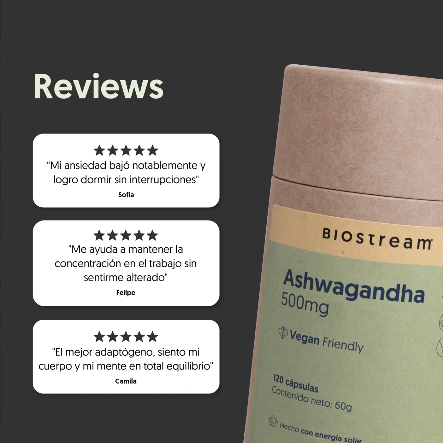 Ashwagandha 500mg 120 Cápsulas Vegana
