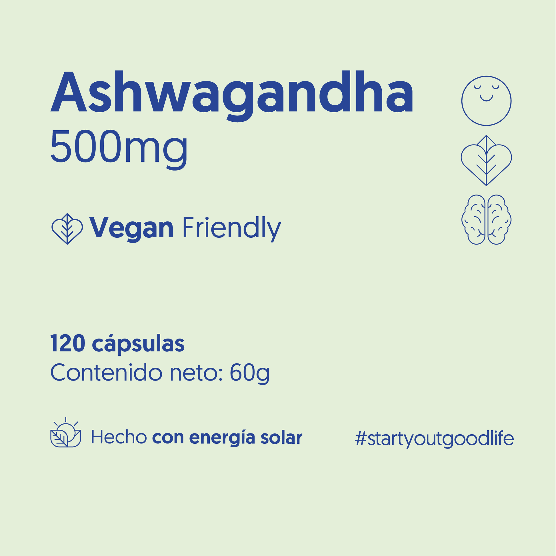 Ashwagandha 500mg 120 Cápsulas Vegana