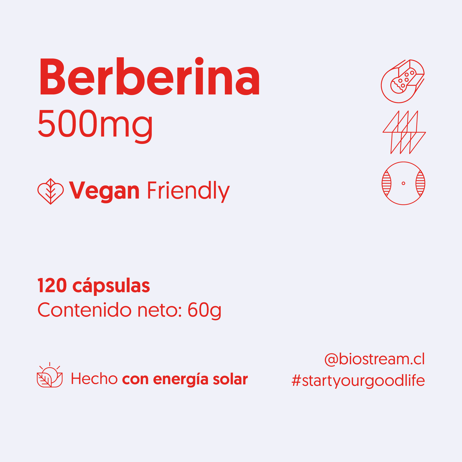Berberina 500mg 120 Cápsulas Vegana